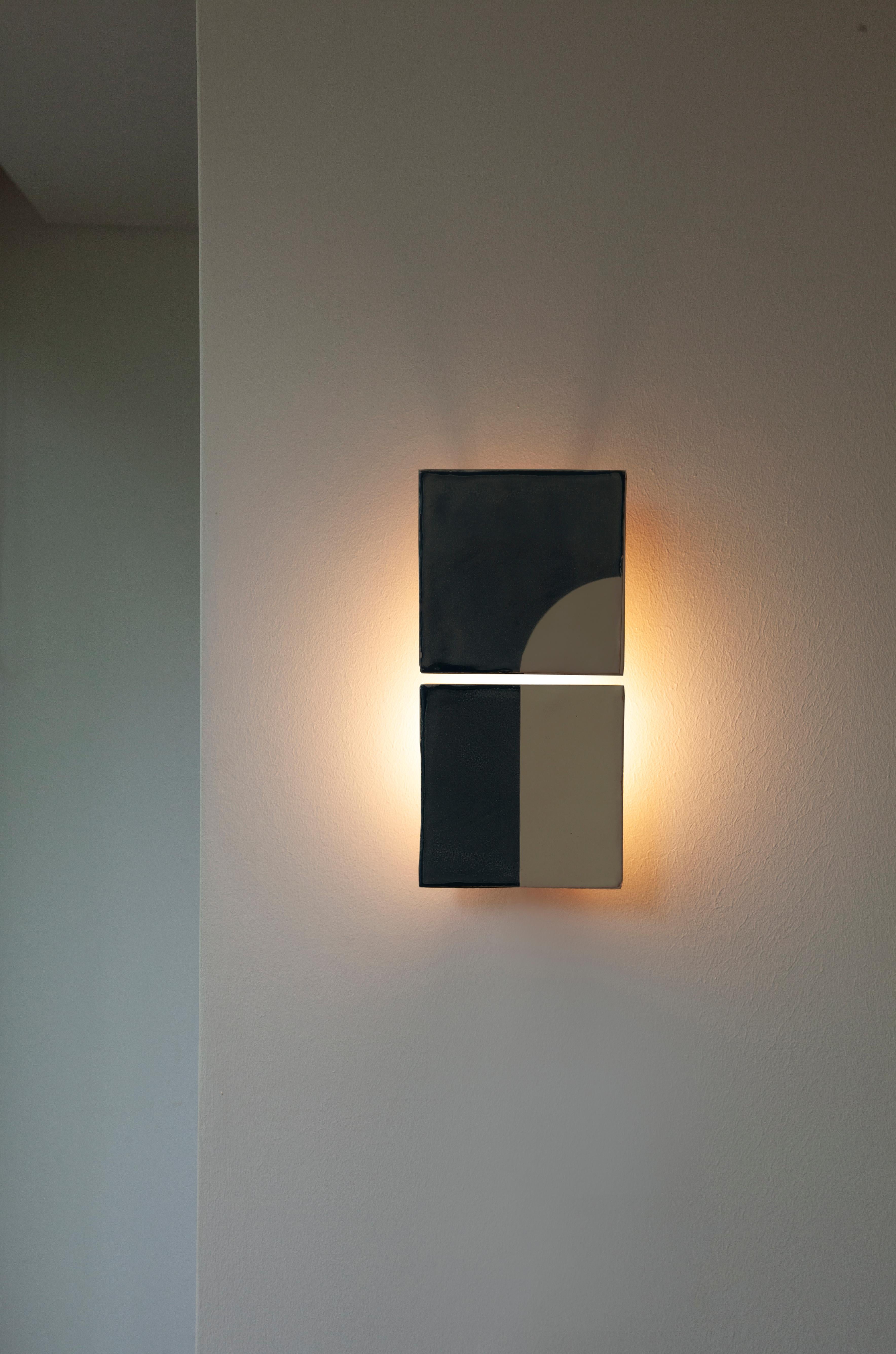 Other Tiles Door Blue Ceramic Decorative Wall Lamp by Violaine d'Harcourt For Sale