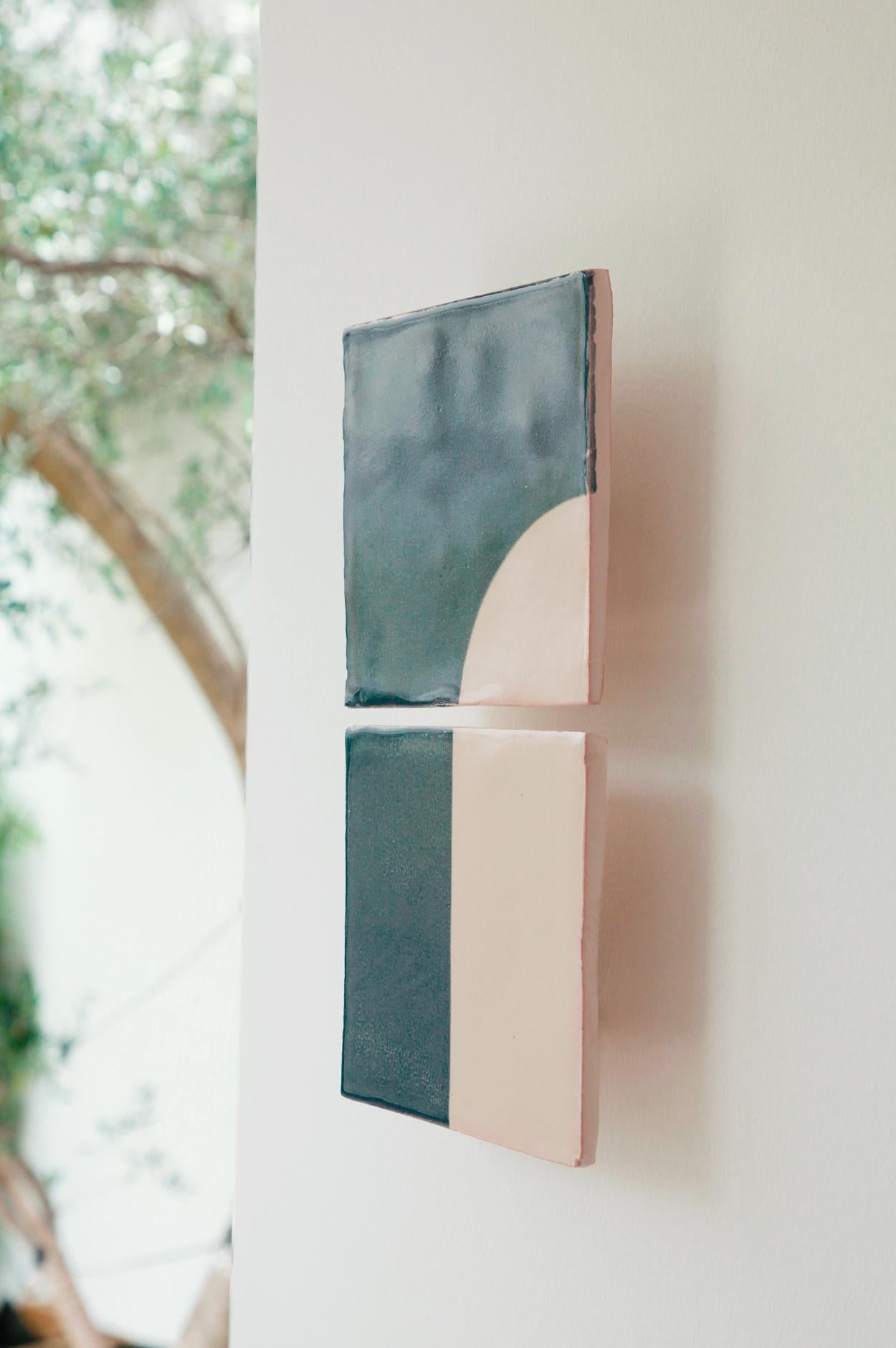 Post-Modern Tiles Door Blue Ceramic Decorative Wall Lamp by Violaine d'Harcourt For Sale
