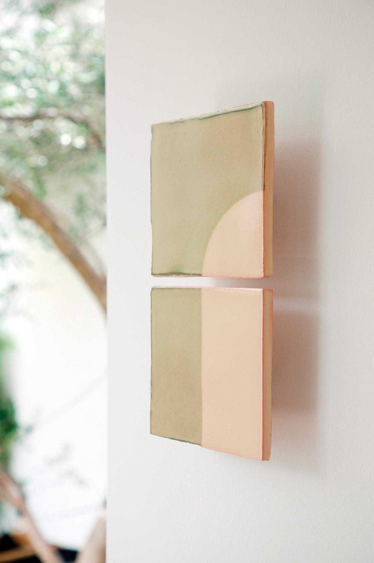 Other Tiles Door Green Ceramic Decorative Wall Lamp by Violaine d'Harcourt For Sale