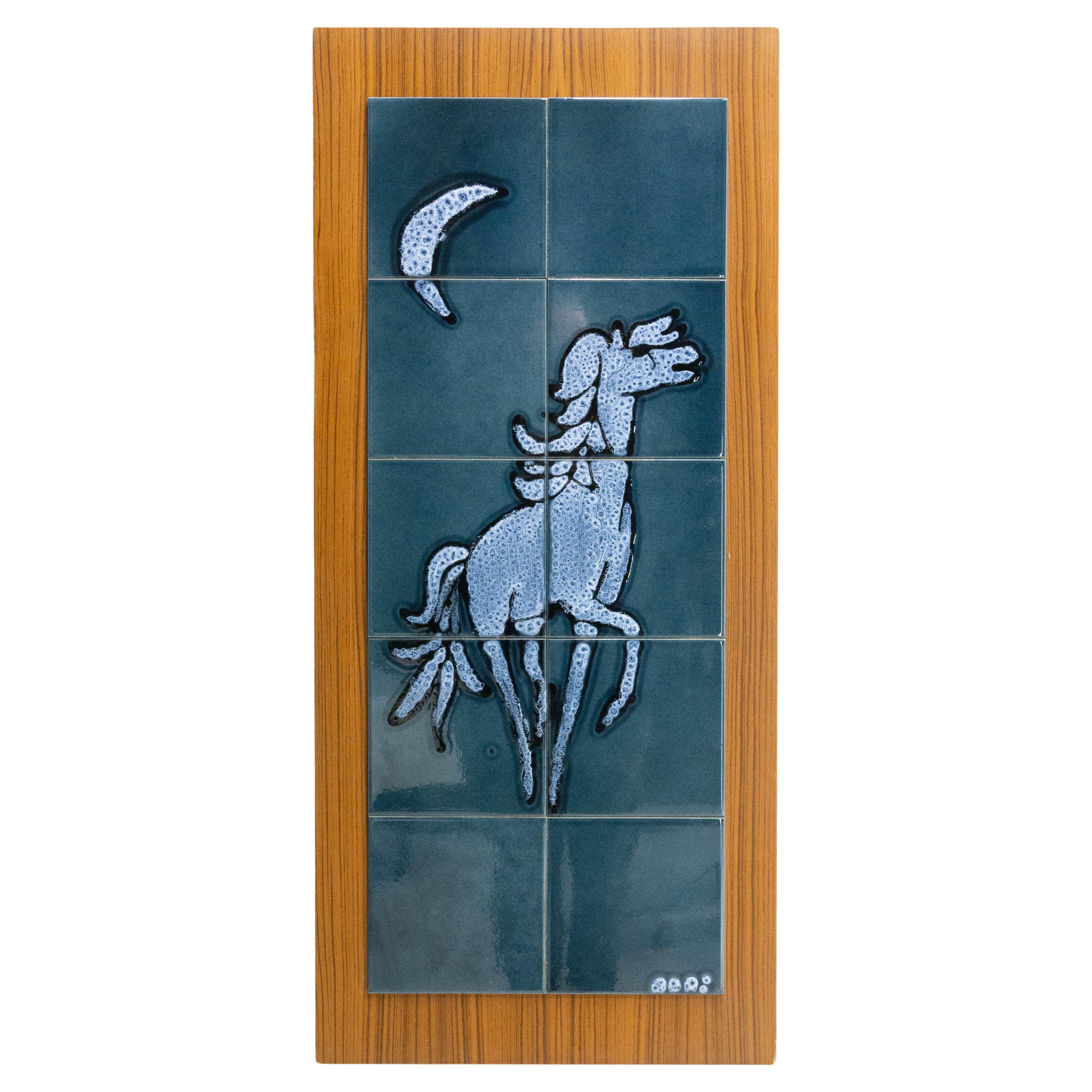 Tiles Horse under the Moon Mid-Century, France For Sale