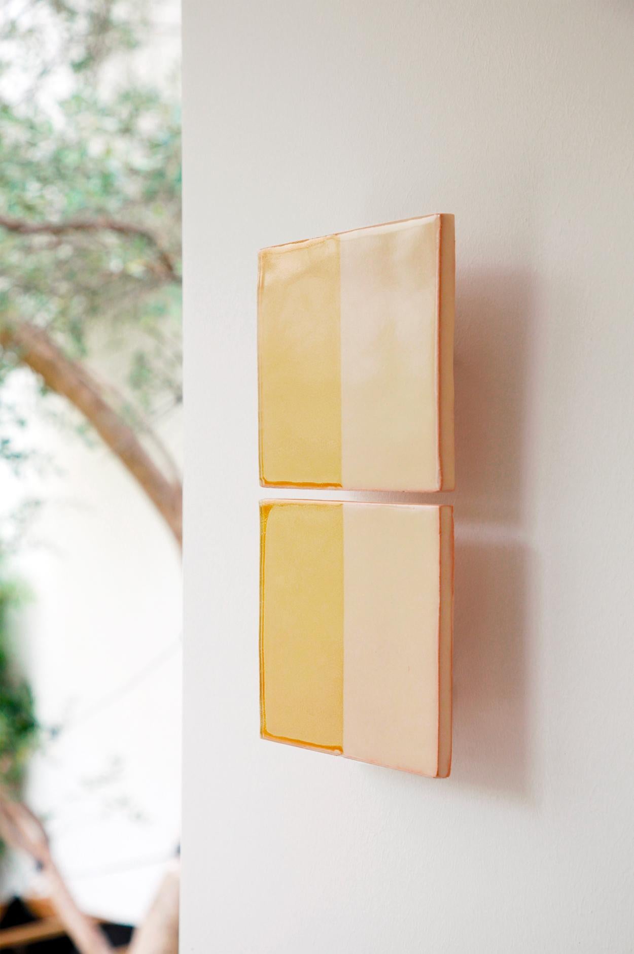 XXIe siècle et contemporain Applique décorative en céramique jaune Tiles Line by Violaine d'Harcourt en vente