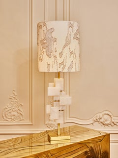 "Tiles" table lamp in alabaster by Studio Glustin