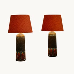 Tilgmans Ceramic Table Lamps, Sweden, 1960s, Pair with Shades