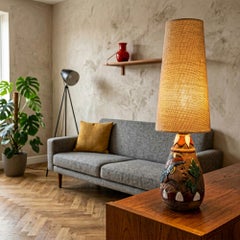 Lámpara de sobremesa de barro Tilgmans Keramik, Suecia, principios de los 50