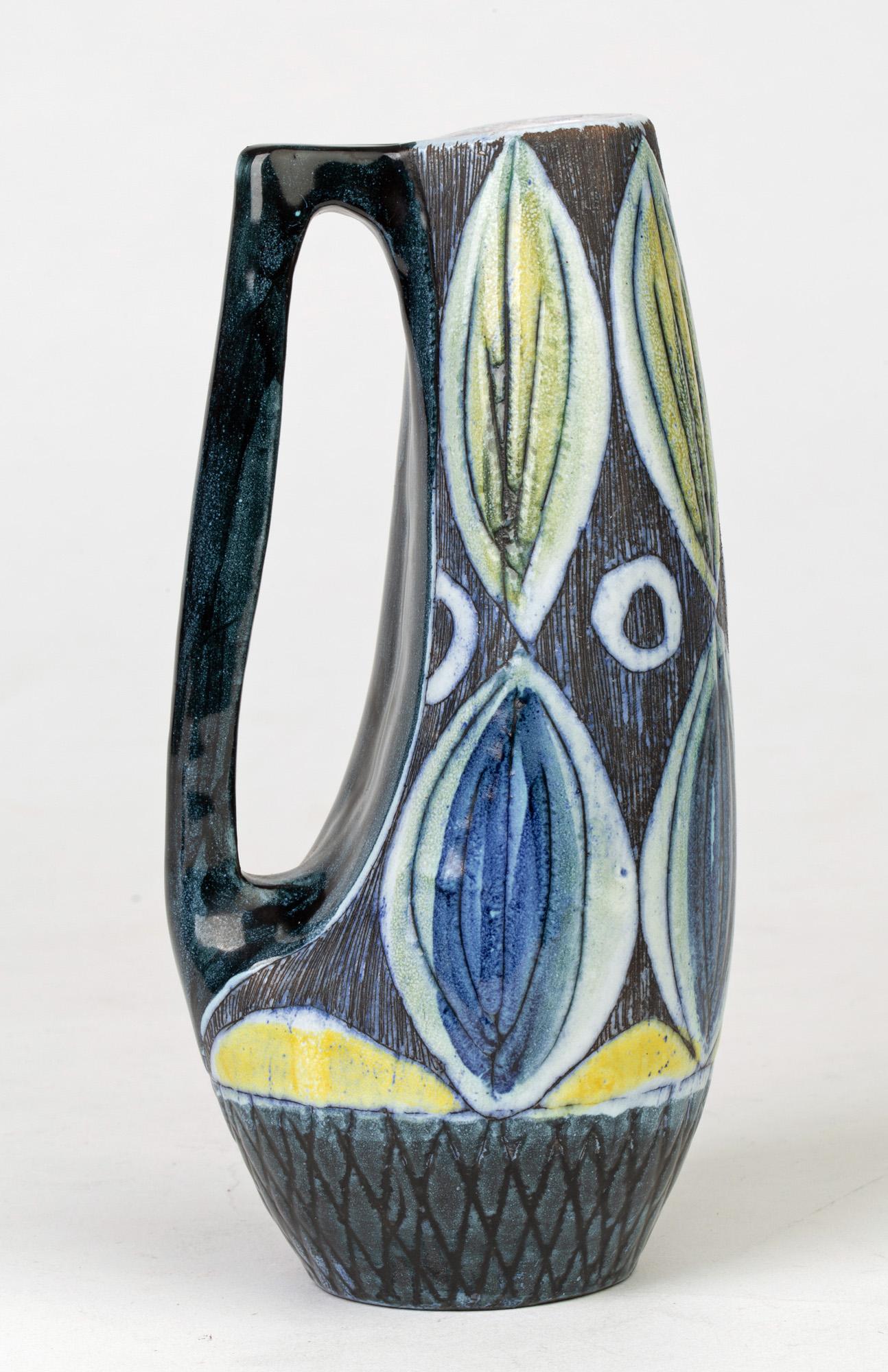 Tilgmans Keramik Swedish Painted Art Pottery Handled Vessel 3