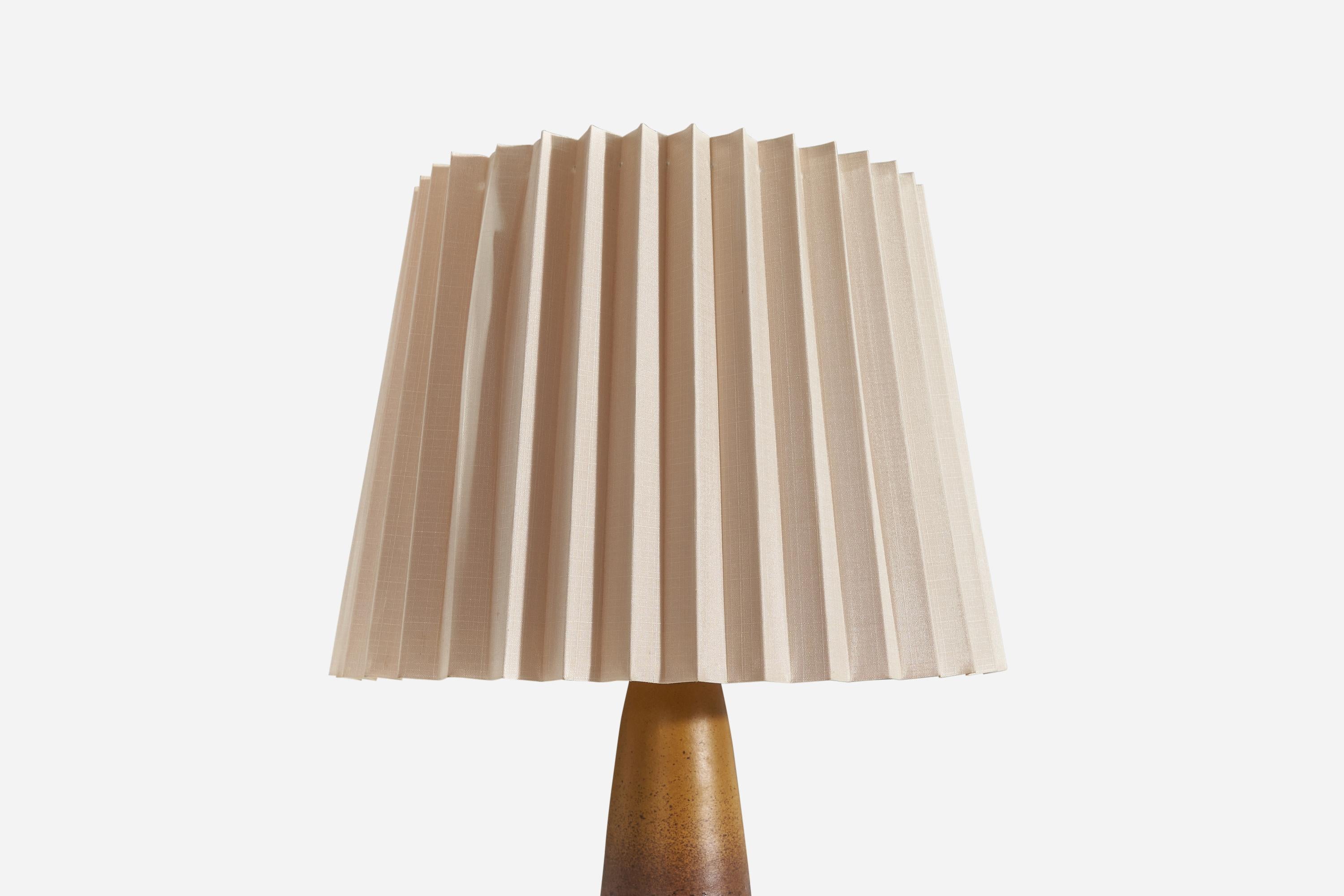 Swedish Tilgmans Keramik, Table Lamp, Glazed Stoneware, Paper, Sweden, 1960s For Sale