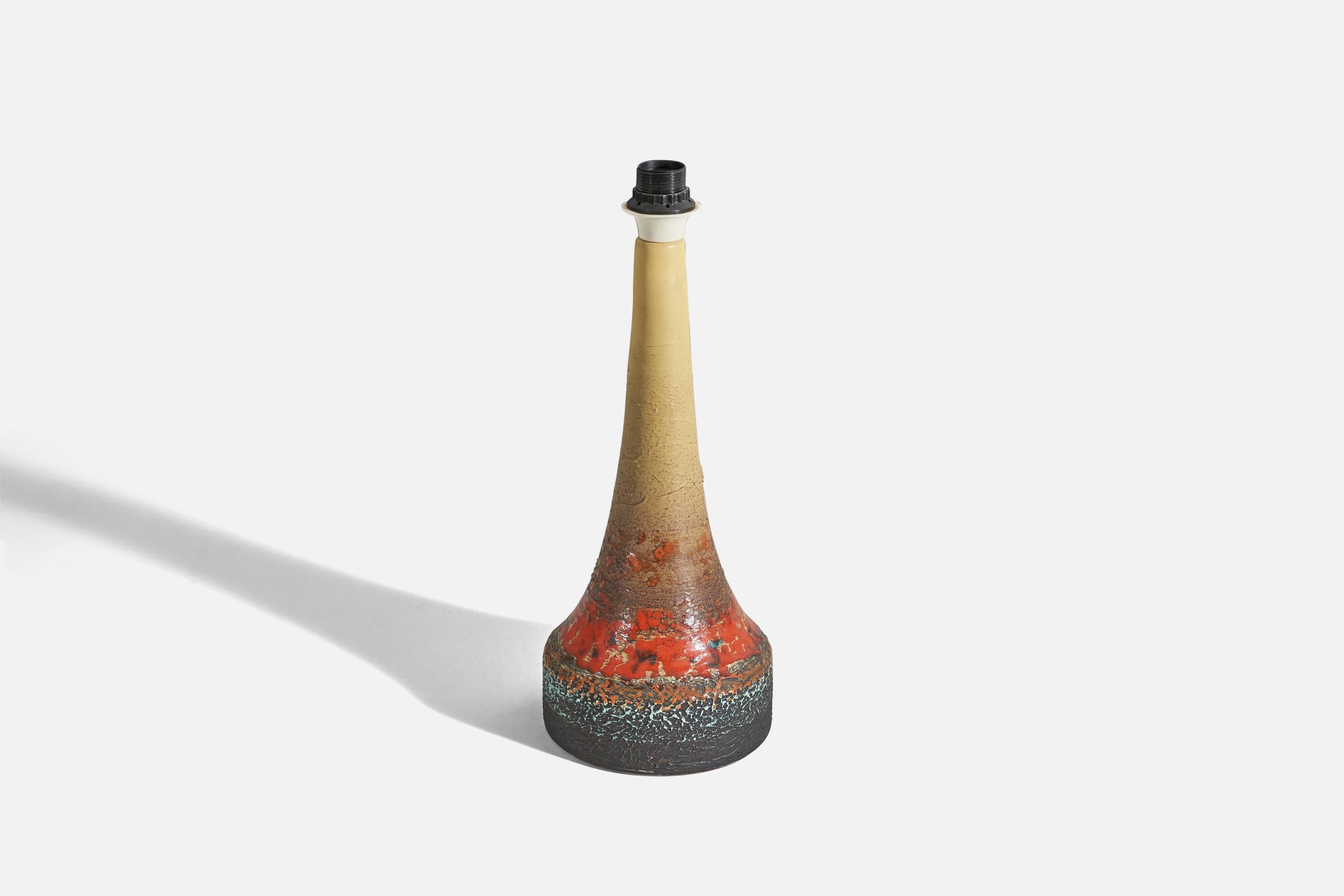Mid-Century Modern Tilgmans Keramik, Table Lamp, Glazed Stoneware, Sweden, 1960s For Sale