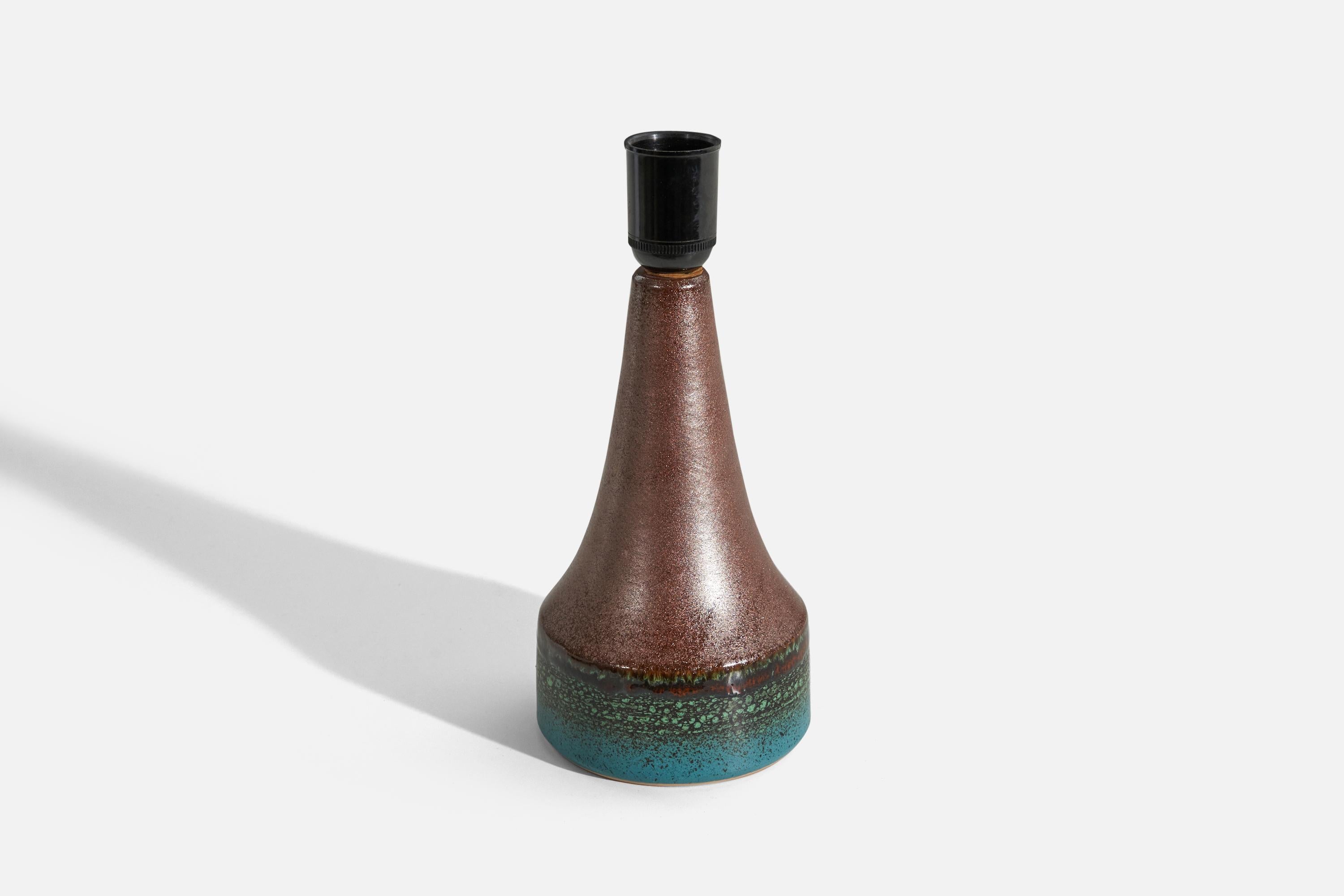 Swedish Tilgmans Keramik, Table Lamp, Glazed Stoneware, Sweden, 1960s For Sale