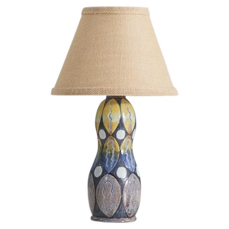 Tilgmans Keramik, Table Lamp, Glazed Stoneware, Sweden, 1960s For Sale