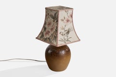 Tilgmans Keramik, Table Lamp, Stoneware, Fabric, Sweden, 1960s