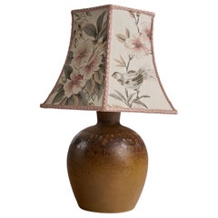 Tilgmans Keramik, Table Lamp, Stoneware, Fabric, Sweden, 1960s