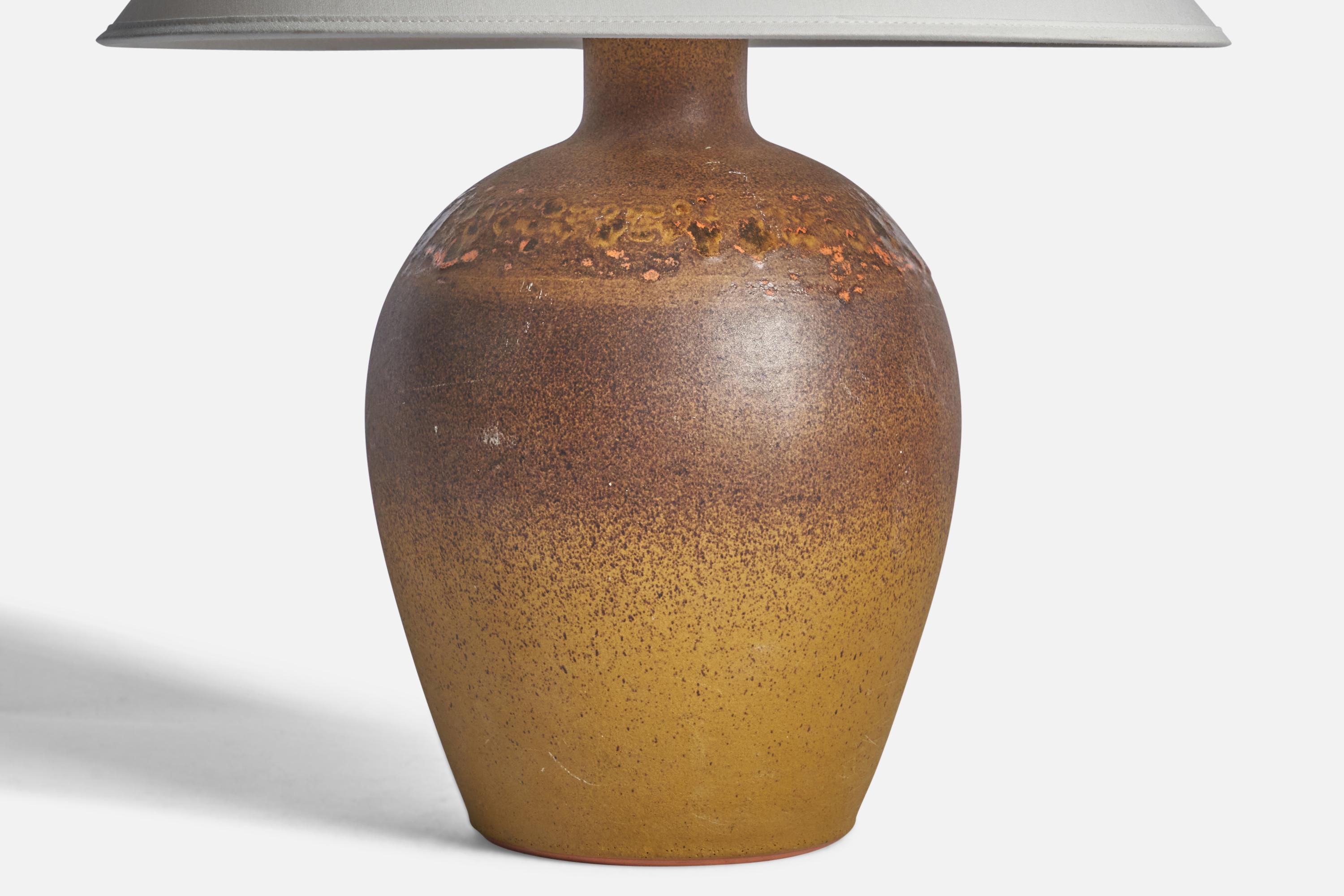 Mid-Century Modern Tilgmans Keramik, Table Lamp, Stoneware, Sweden, 1960s. For Sale