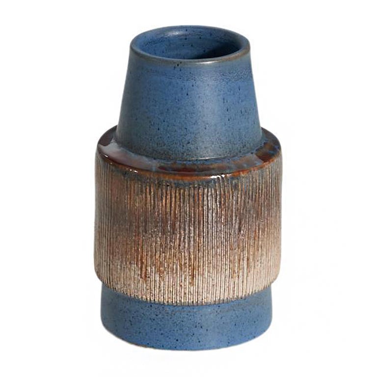 Vase Keramik de Tilgmans, en grès émaillé et incisé, Suède, années 1950 en vente