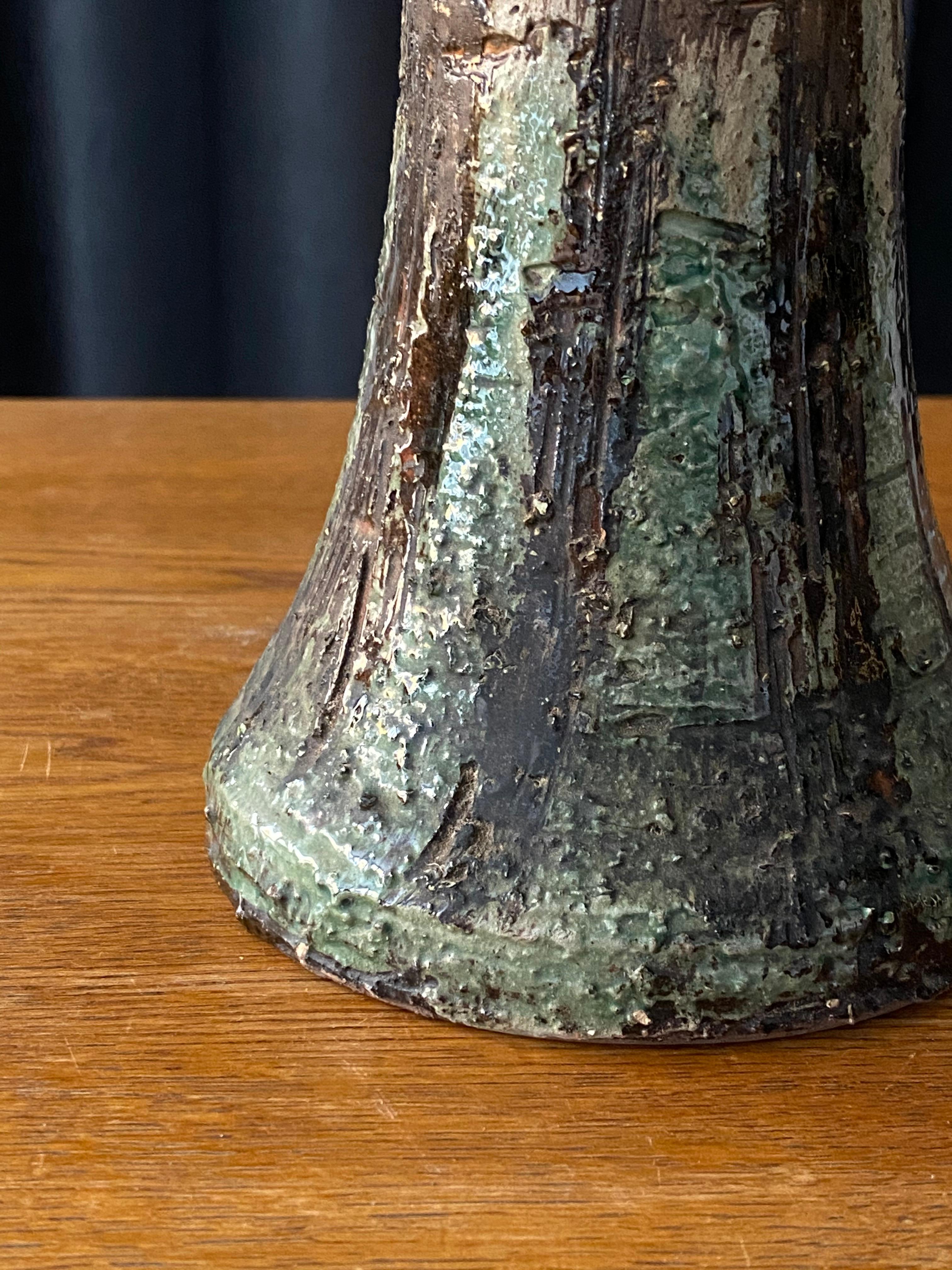 Swedish Tilgmans, Semi-Glazed and Sgraffito-Painted Table Lamp, Stoneware, Sweden, 1950s