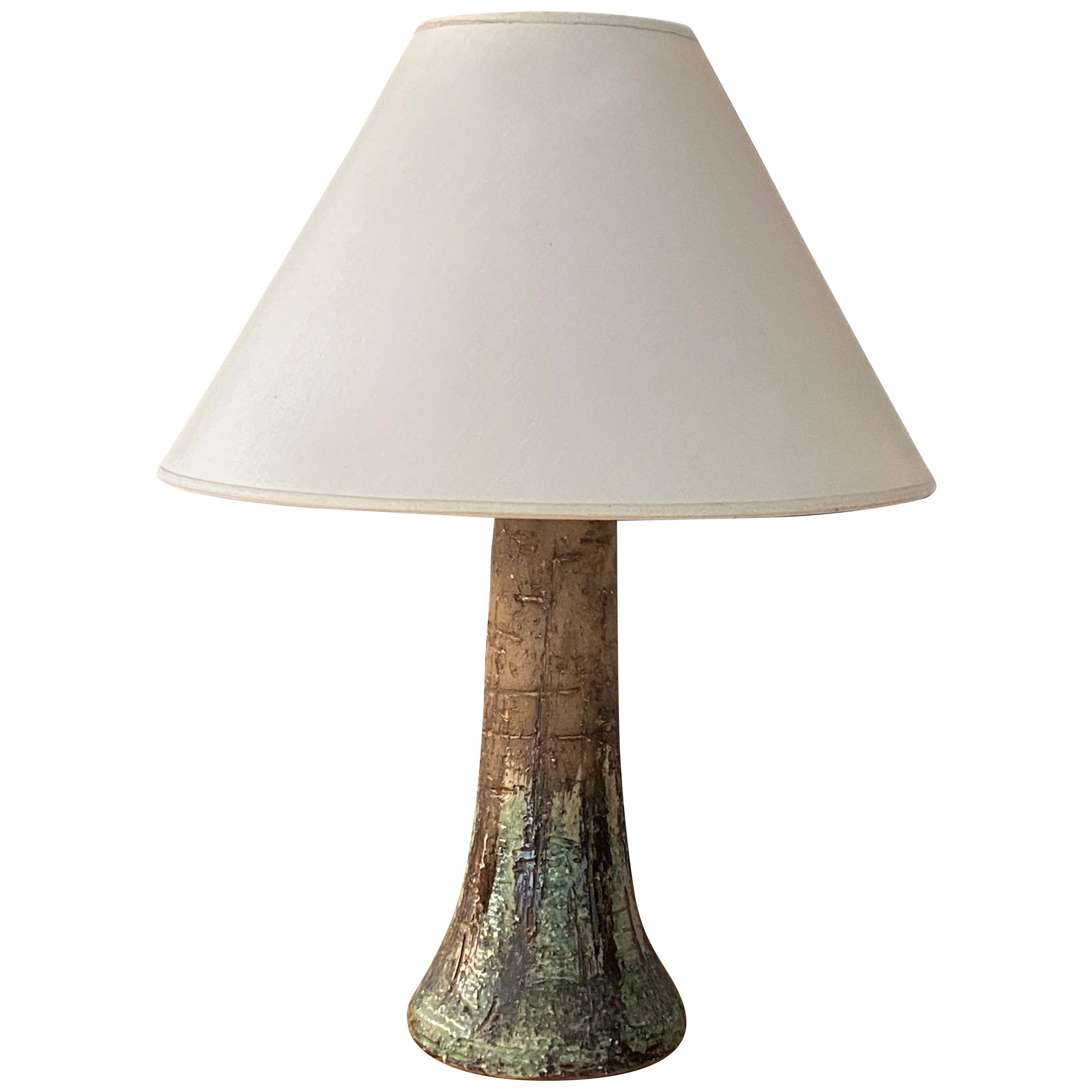 Tilgmans, Semi-Glazed and Sgraffito-Painted Table Lamp, Stoneware, Sweden, 1950s