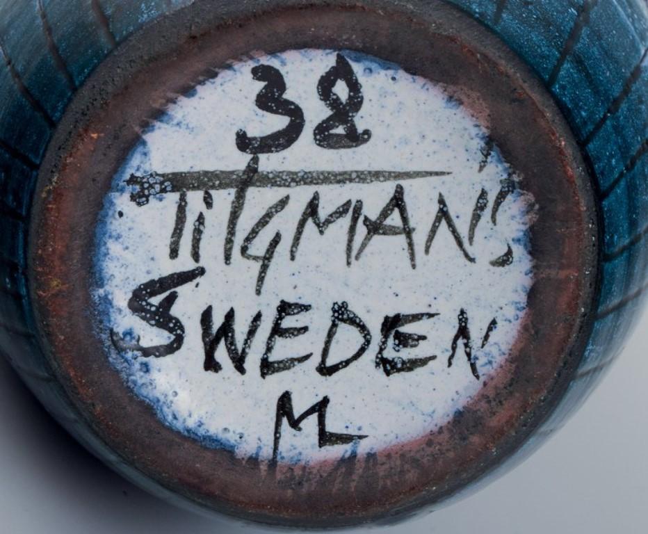 Tilgmans, Sweden, Handmade Retro Ceramic Jug with Floral Motifs., 1970s For Sale 3
