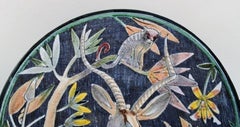 Tilgmans, Sweden, Large Unique Circular Bowl or Dish with Antelope and Monkey