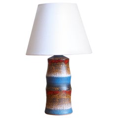 Tilgmans, Table Lamp, Glazed Stoneware, Fabric, Sweden, 1950s