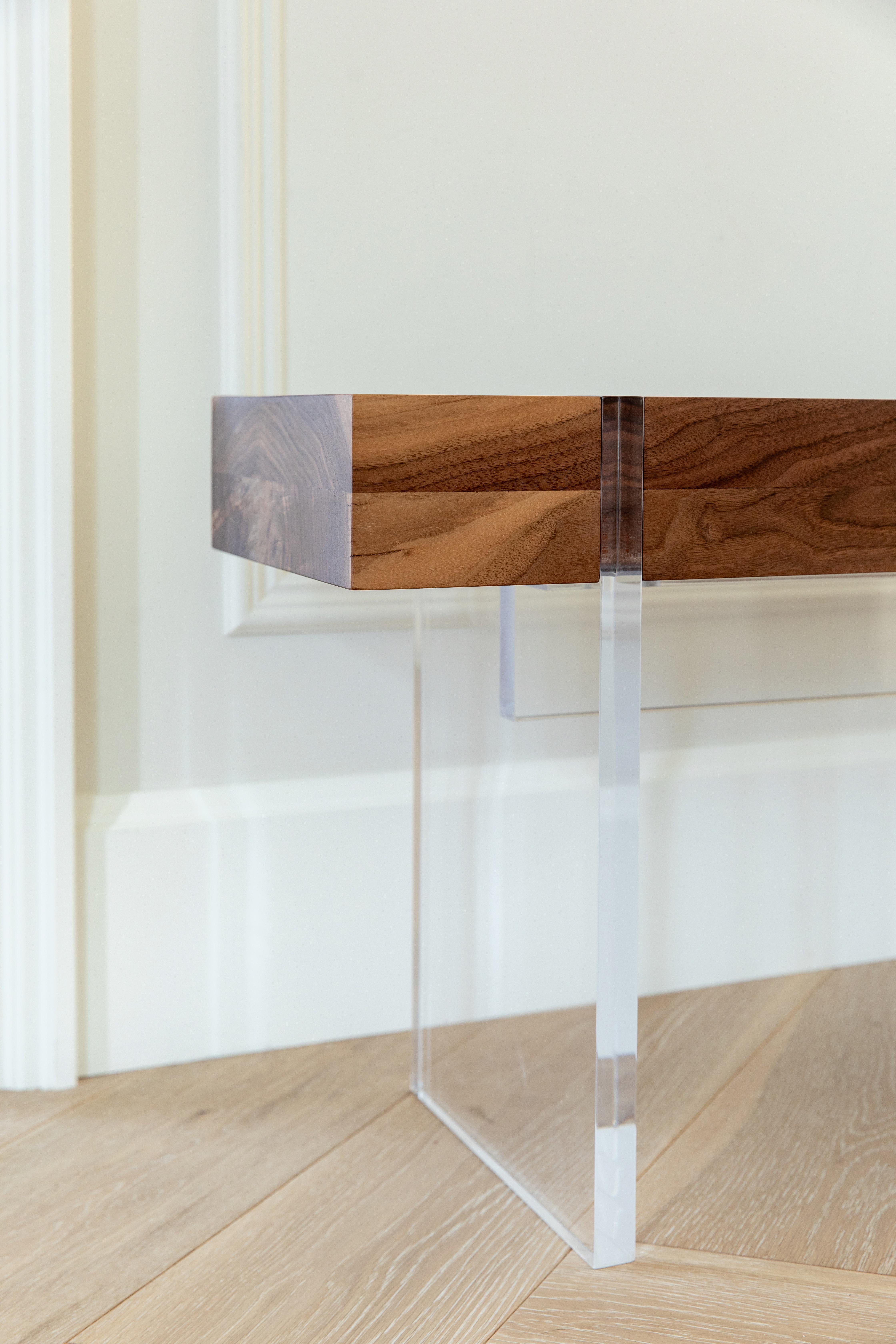 Tillikum Acrylic & Torched Oak Bench by Autonomous Furniture For Sale 3