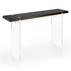 Tillikum Clear Acrylic & Torched Oak Console by Autonomous Furniture
