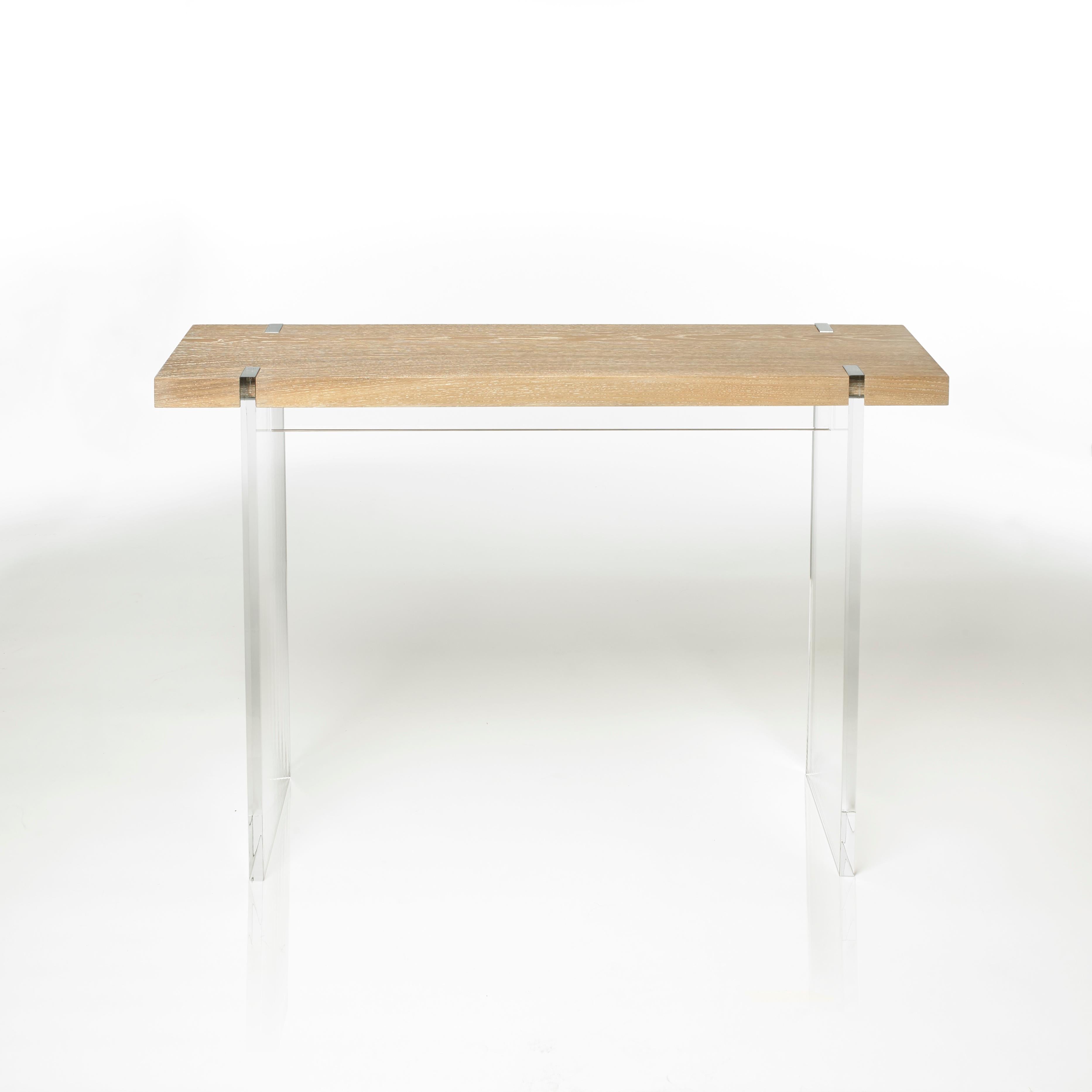 acrylic and wood console table