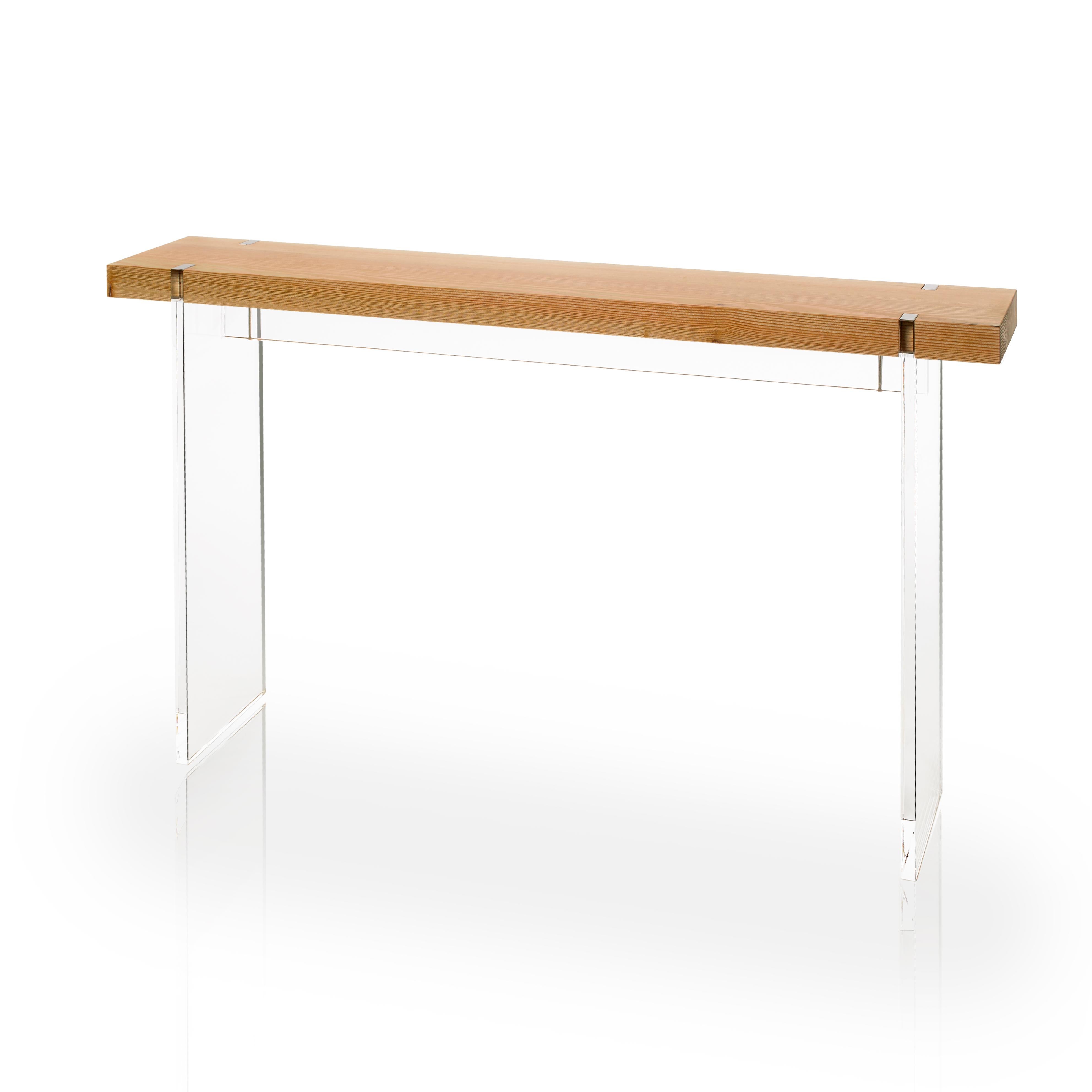 Tillikum White Oak & Floating Acrylic Console by Autonomous Furniture In New Condition For Sale In Victoria, BC