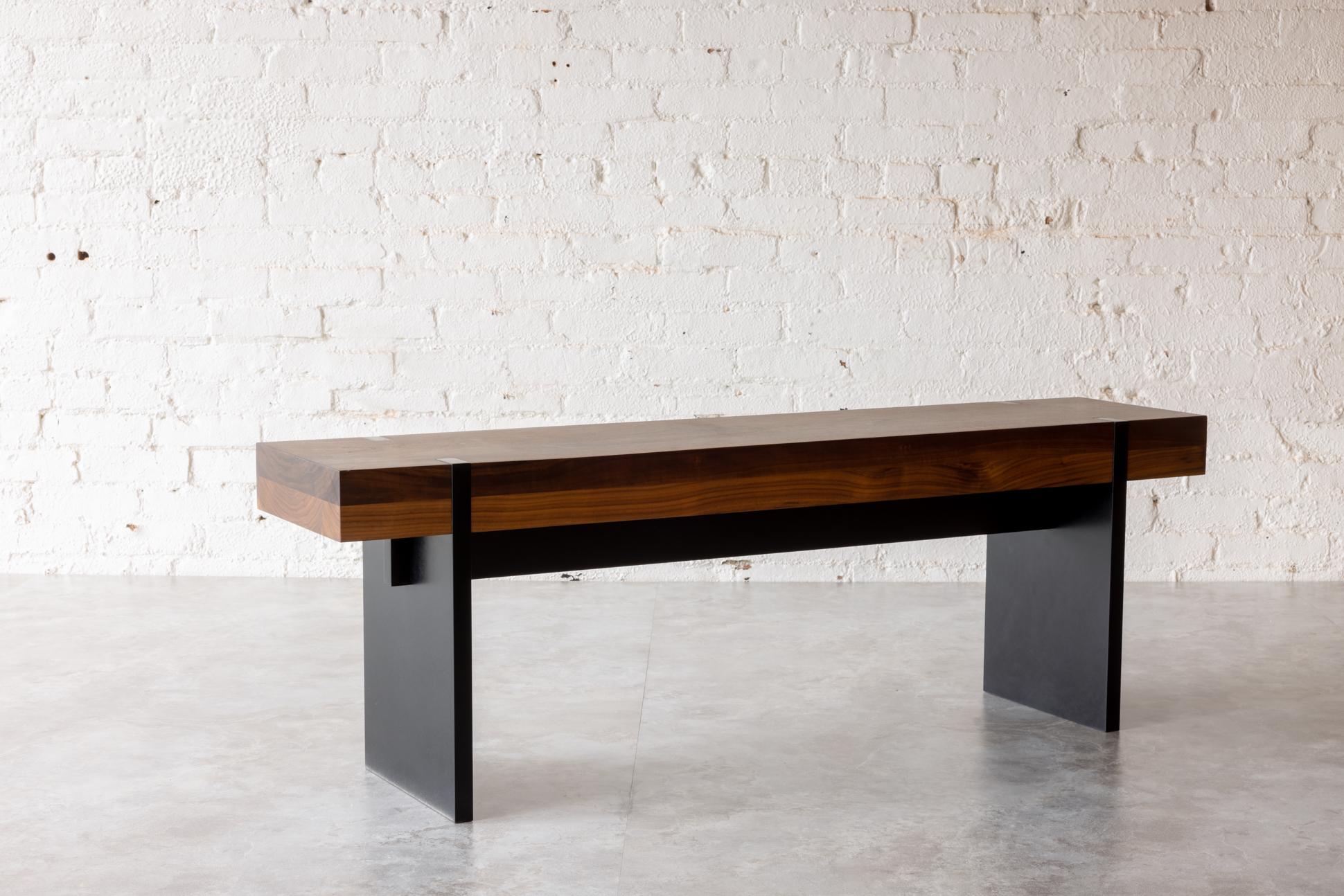 Hand-Crafted Tillikum Black Fir Bench by Autonomous Furniture For Sale