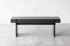 Modern Blackened Oak Entry Bench, Handcrafted Solid Wood Bench