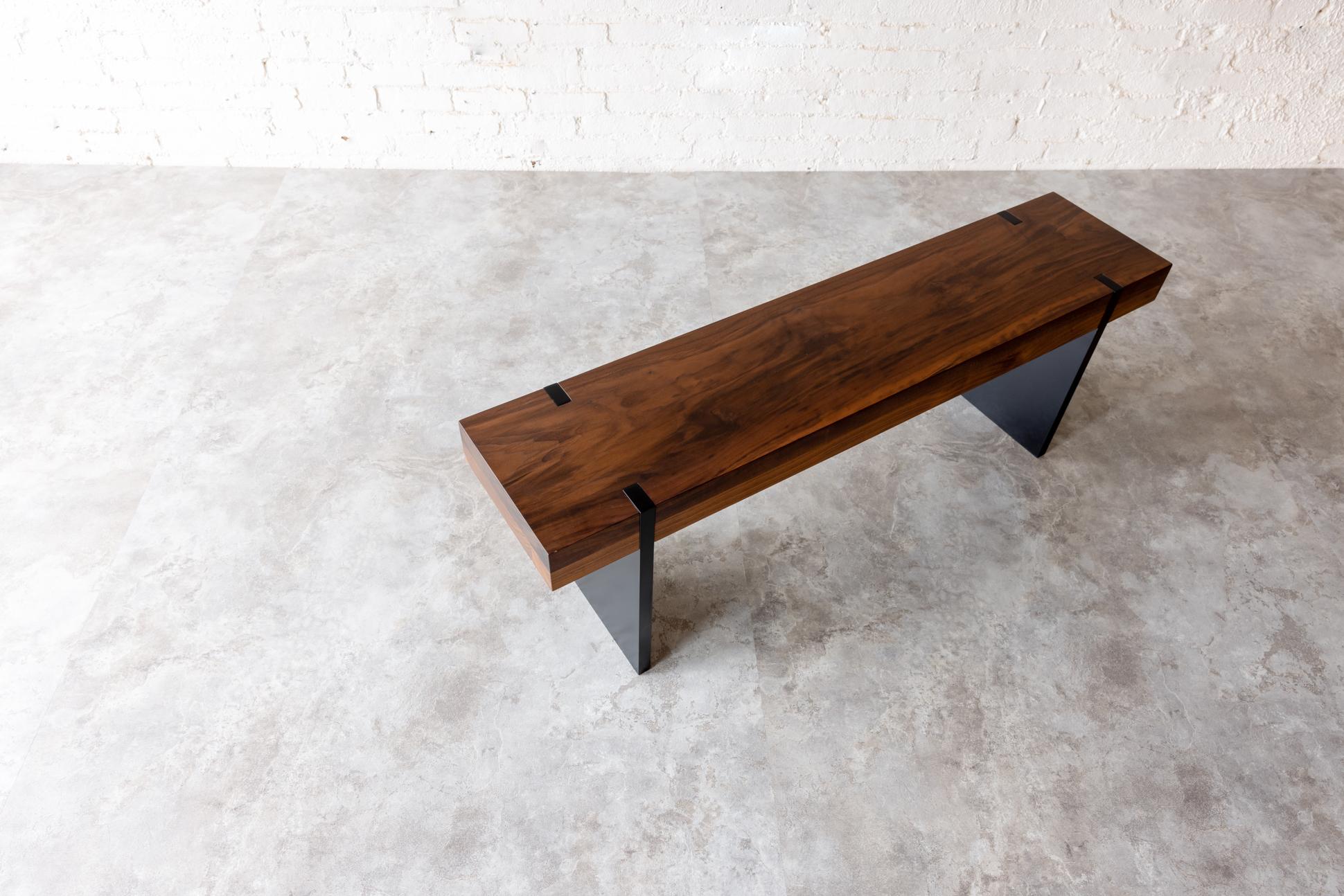 Oak Tillikum Black Walnut Bench by Autonomous Furniture For Sale