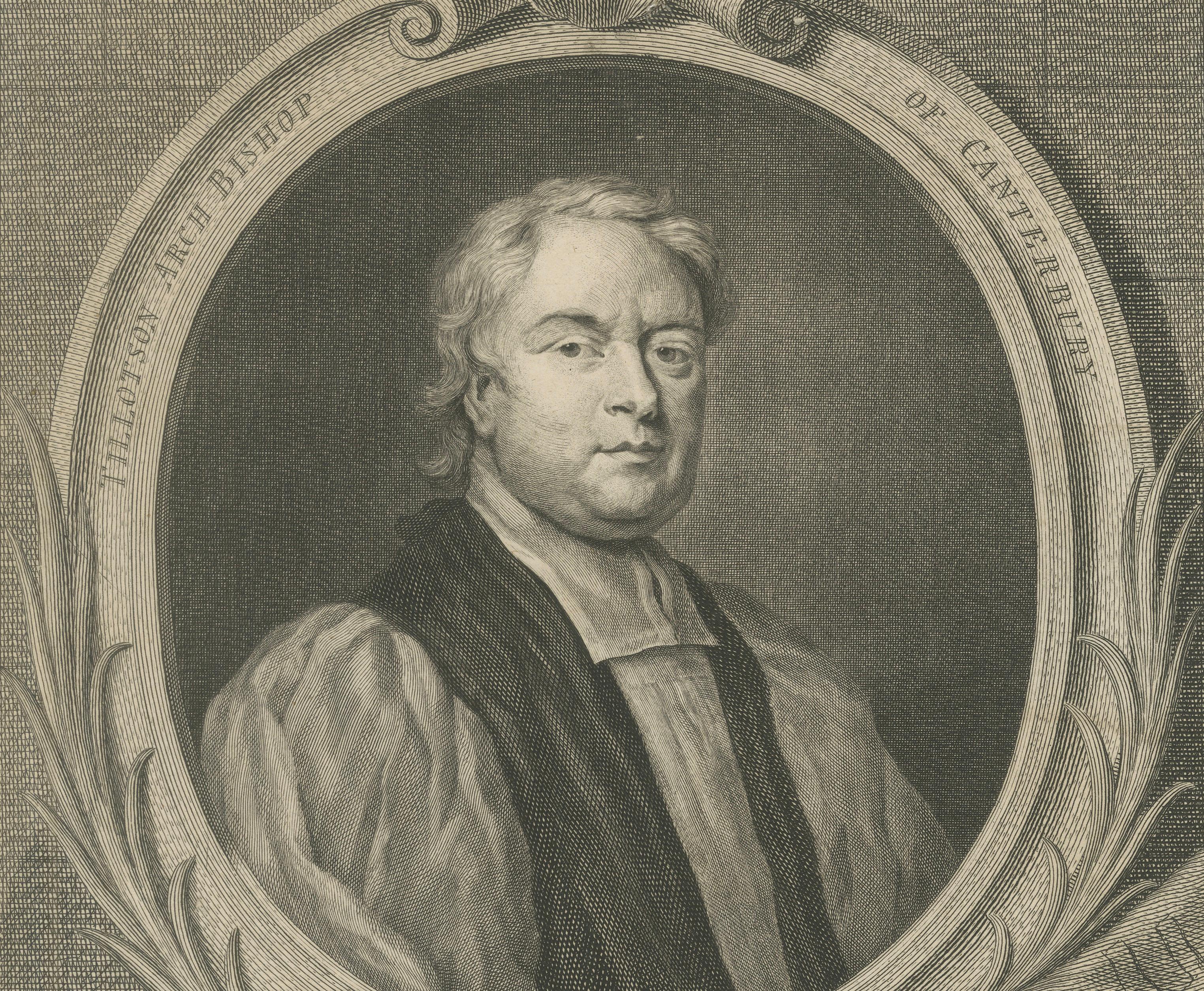 Tillotson Archbishop Canterbury Portrait, Houbraken Engraving 1746