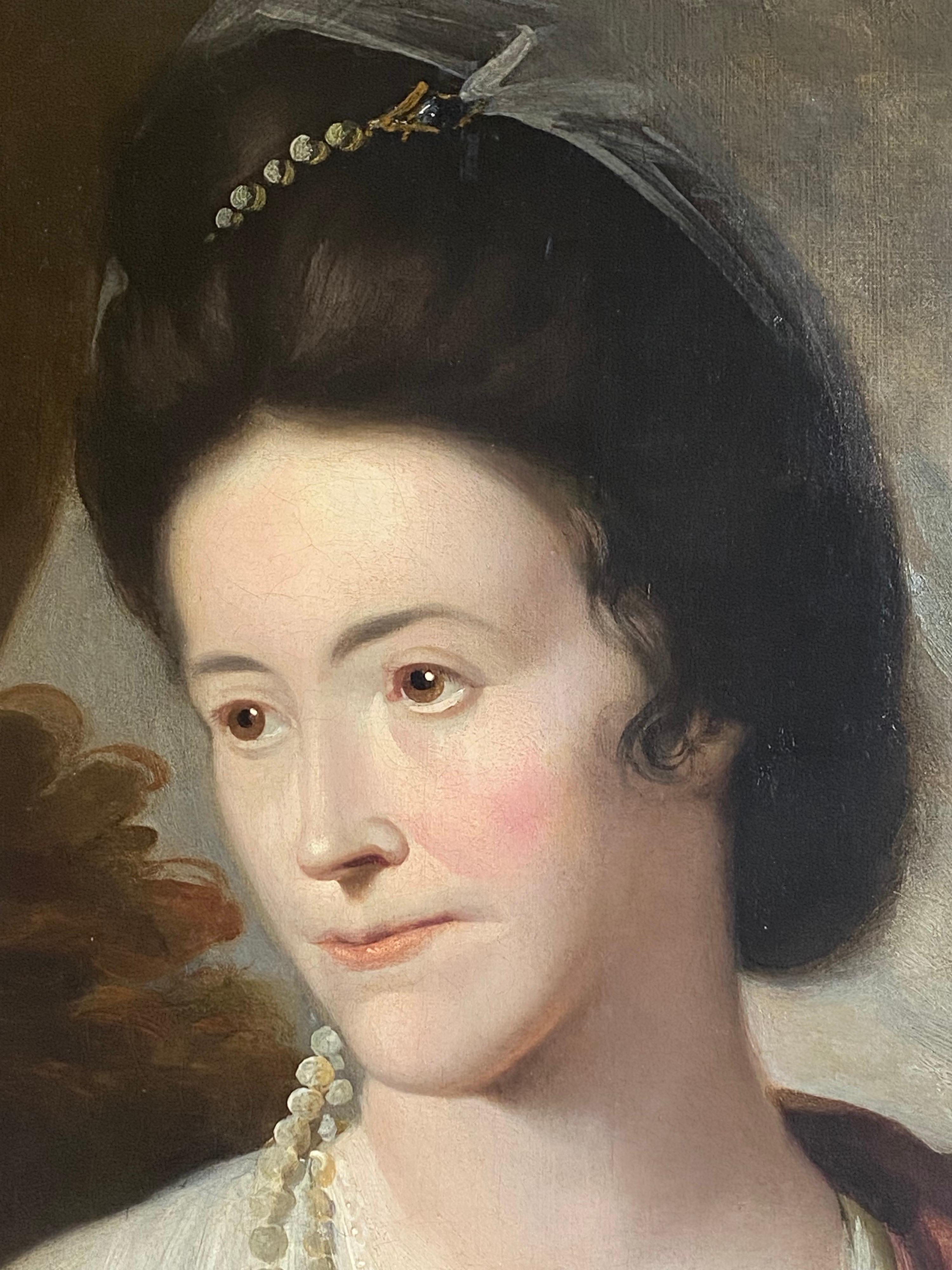 Portrait anglais du XVIIIe siècle d'une dame à côté d'une urne, avec un panier de fleurs en vente 3