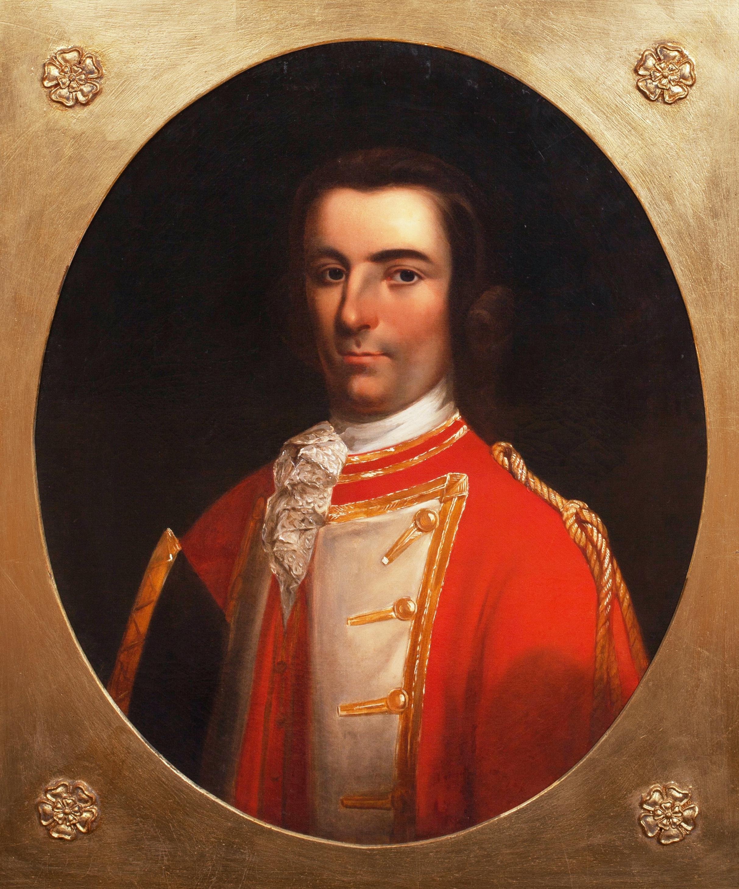 Portrait d'un officier militaire irlandais, 18ème siècle - Marron Portrait Painting par Tilly Kettle