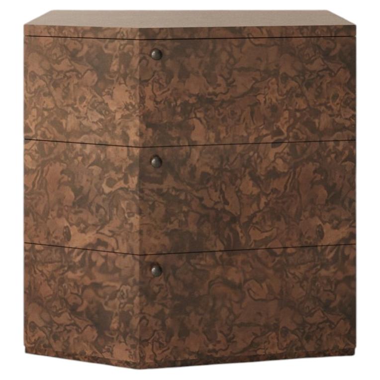 Asymmetrical Angled Bedside Table - Walnut Burl