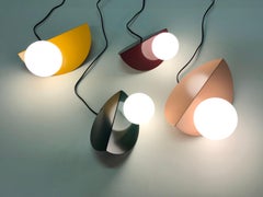 9" Folded Steel Table Lamp with Hand Blown, Frosted Glass Diffuser in Brass