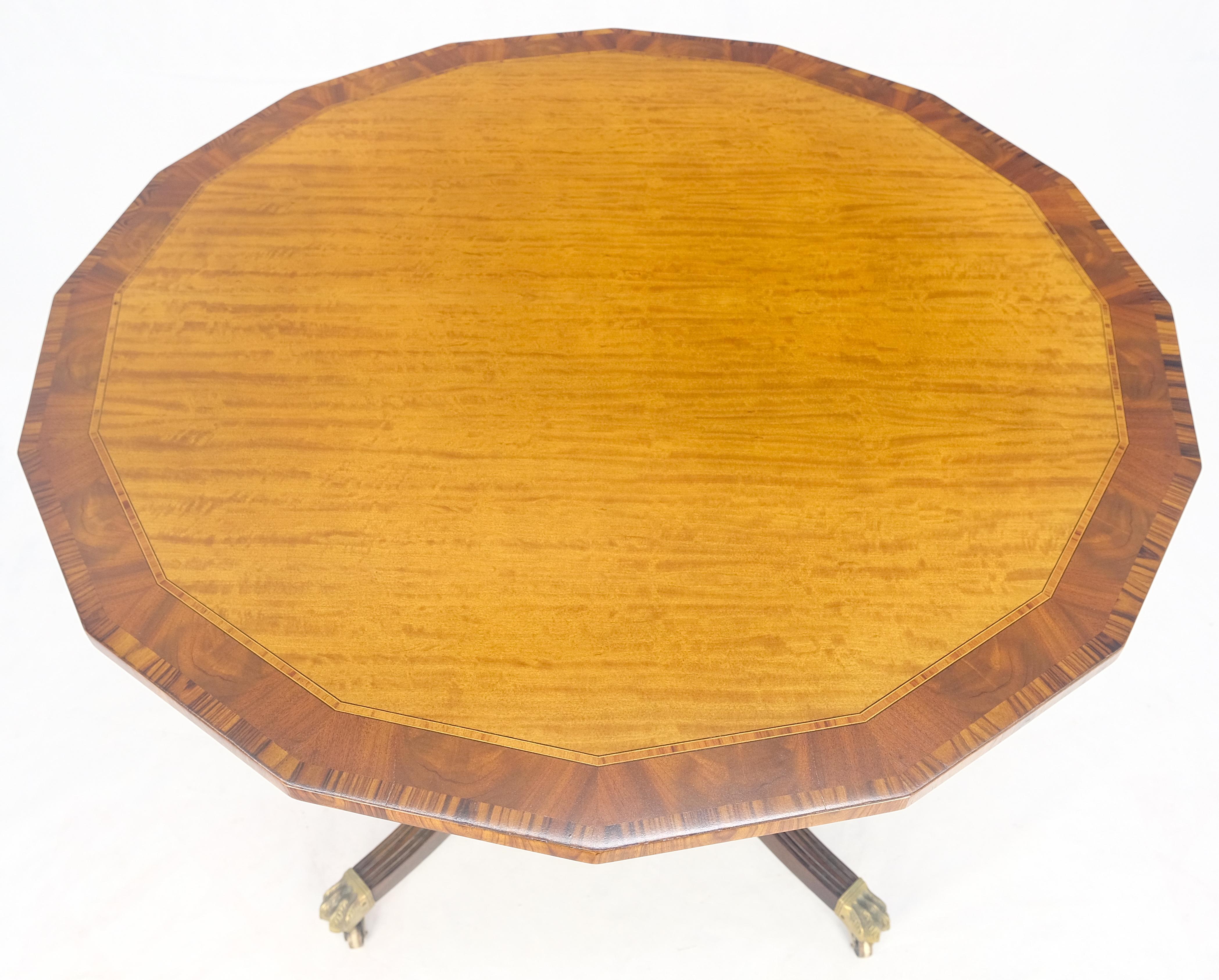 Tilt Top Mahogany Banded Rosewood Round Breakfast Table Single Pedestal Base For Sale 6