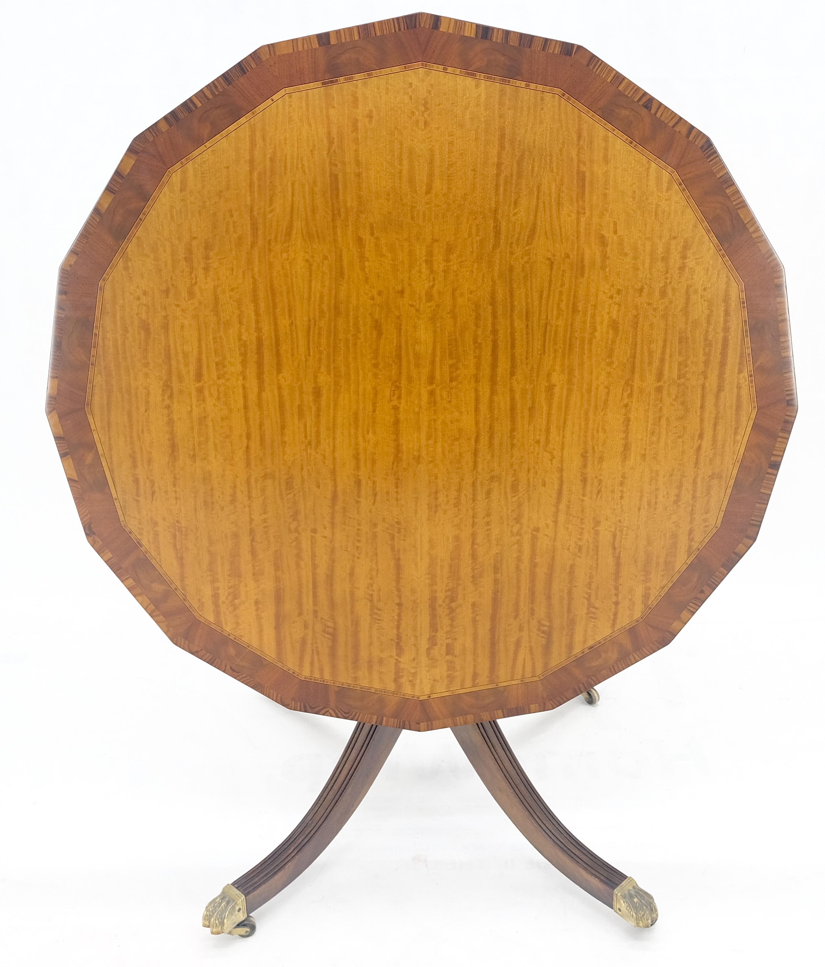 Tilt Top Mahogany Banded Rosewood Round Breakfast Table Single Pedestal Base For Sale 7