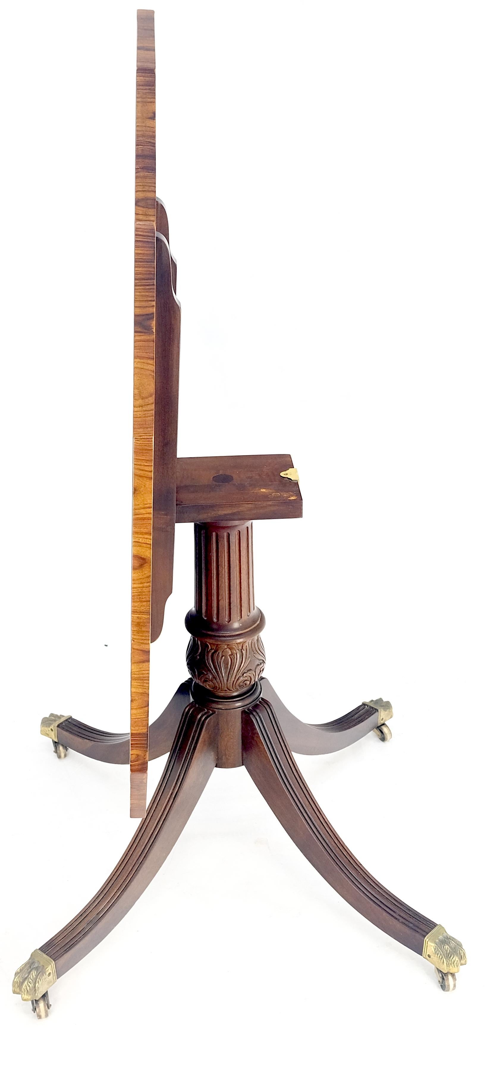 Tilt Top Mahogany Banded Rosewood Round Breakfast Game Table Single Pedestal Base MINT!