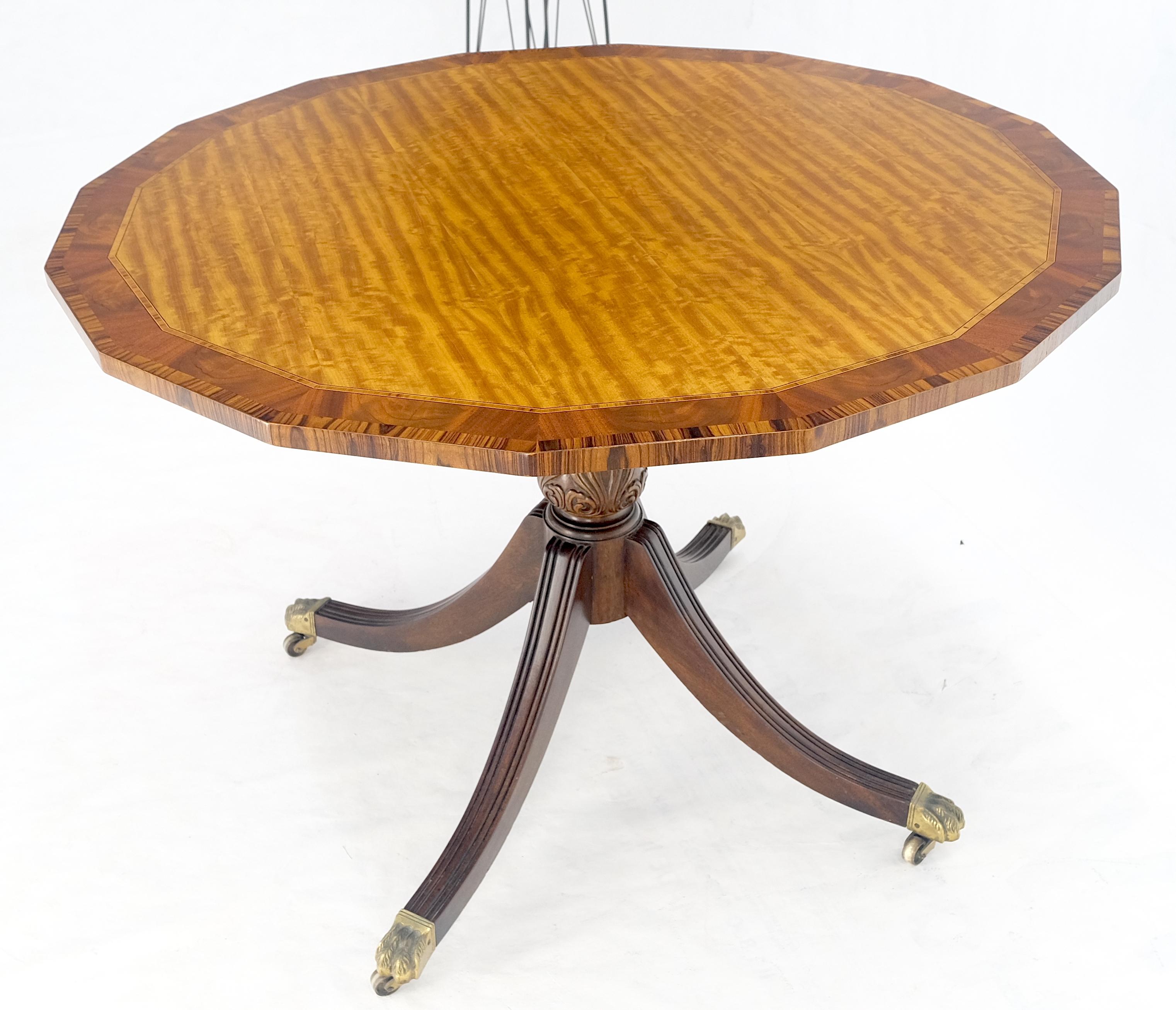 Lacquered Tilt Top Mahogany Banded Rosewood Round Breakfast Table Single Pedestal Base For Sale