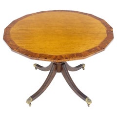Tilt Top Mahogany Banded Rosewood Round Breakfast Table Single Pedestal Base