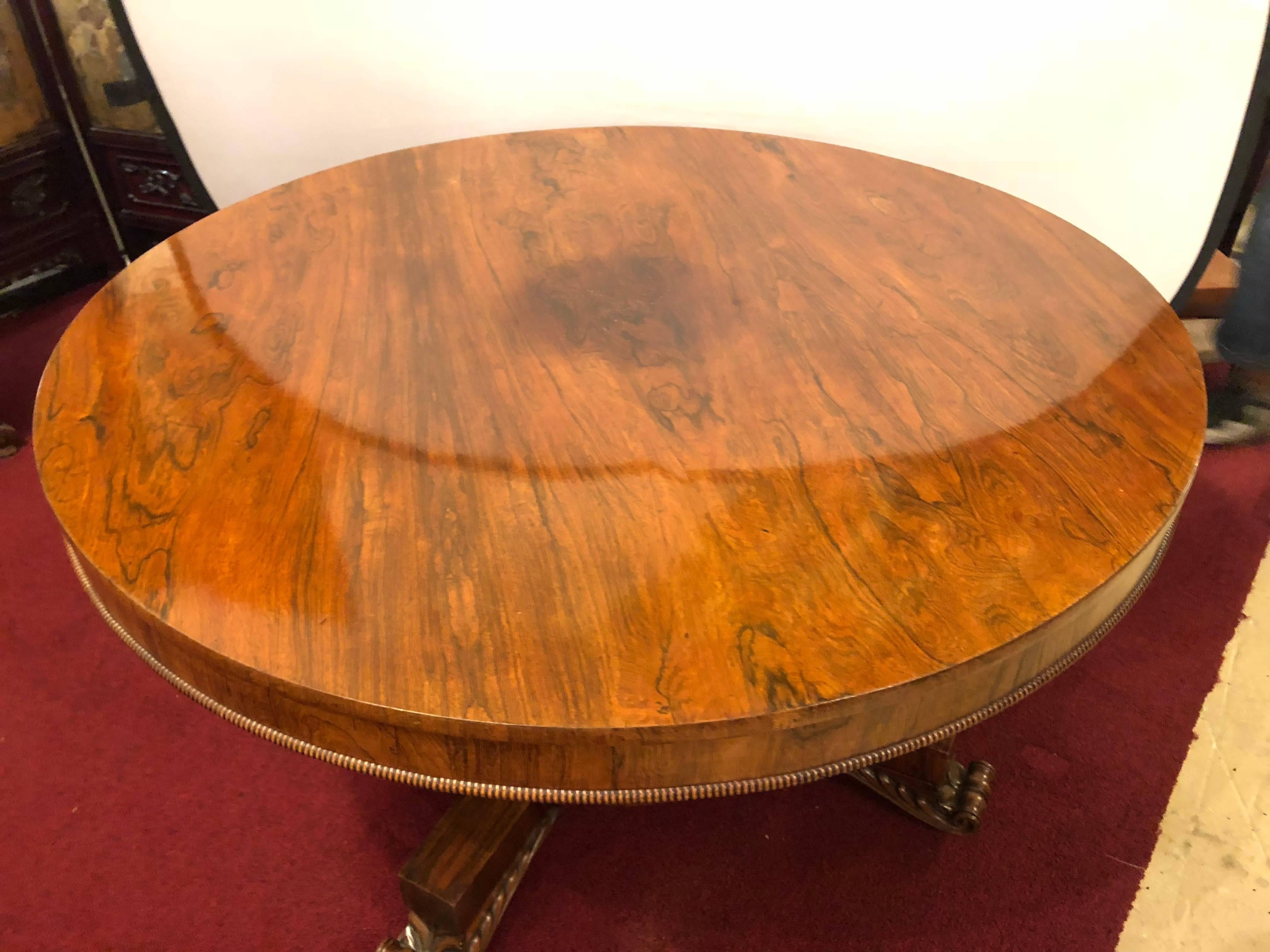 Tilt-Top Rosewood Breakfast / Centre Table with Claw Feet All Original 9