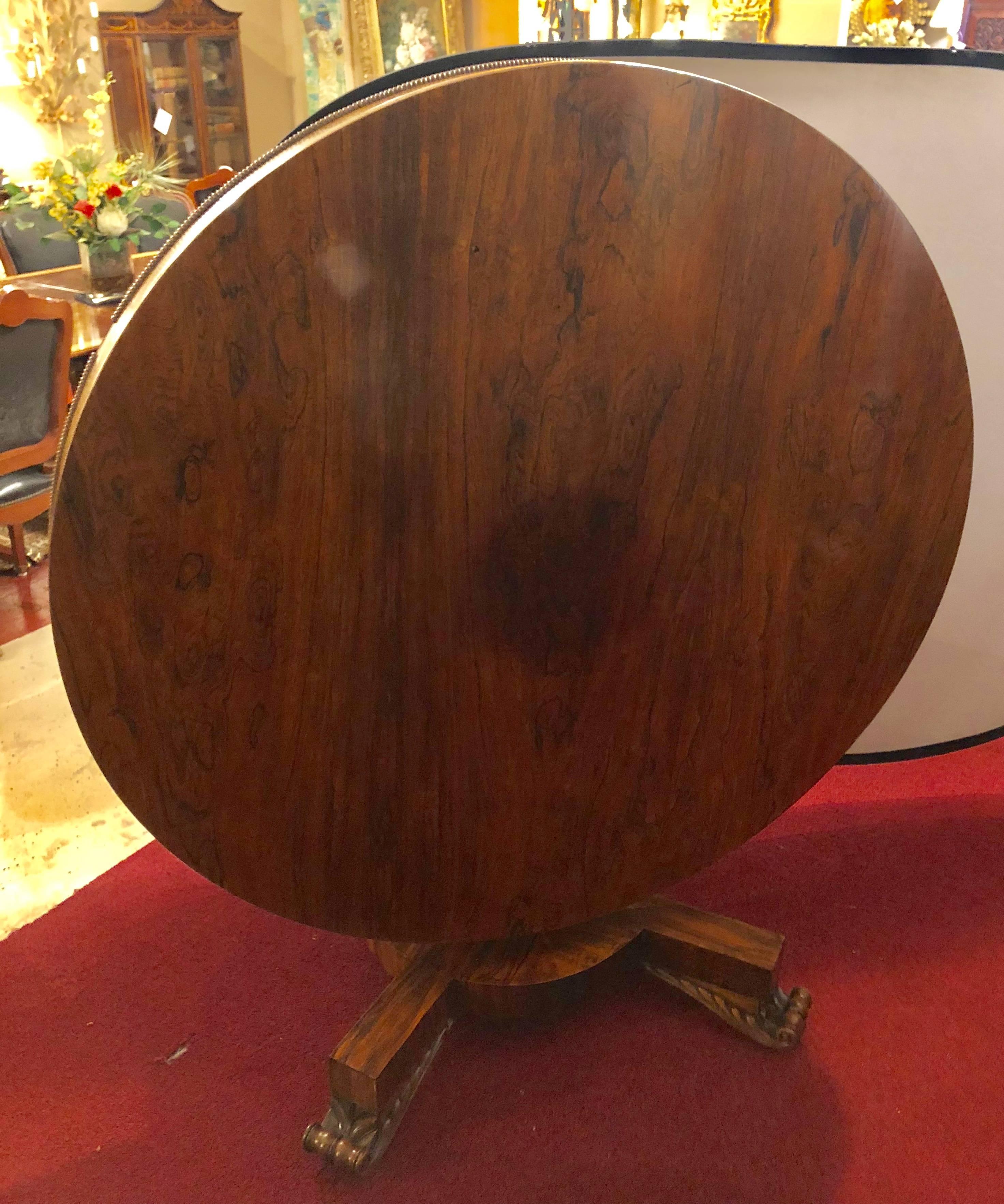 Georgian Tilt-Top Rosewood Breakfast / Centre Table with Claw Feet All Original