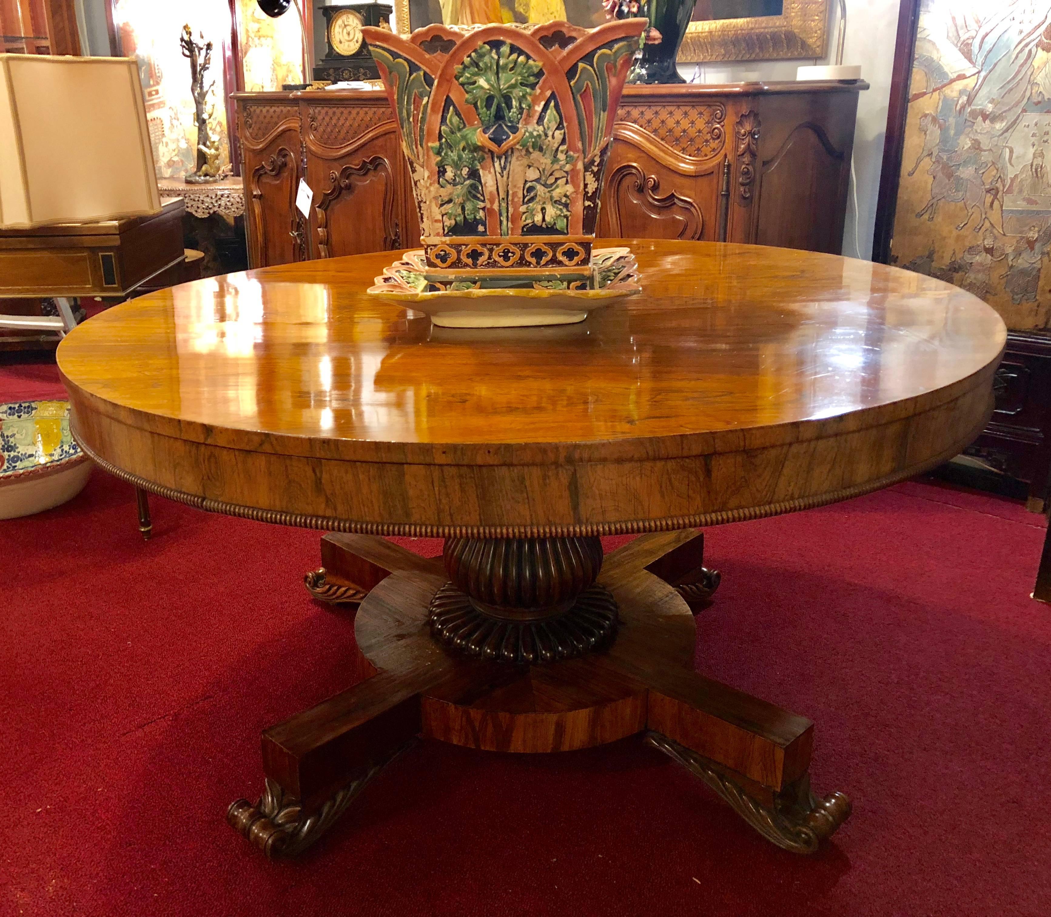 English Tilt-Top Rosewood Breakfast / Centre Table with Claw Feet All Original