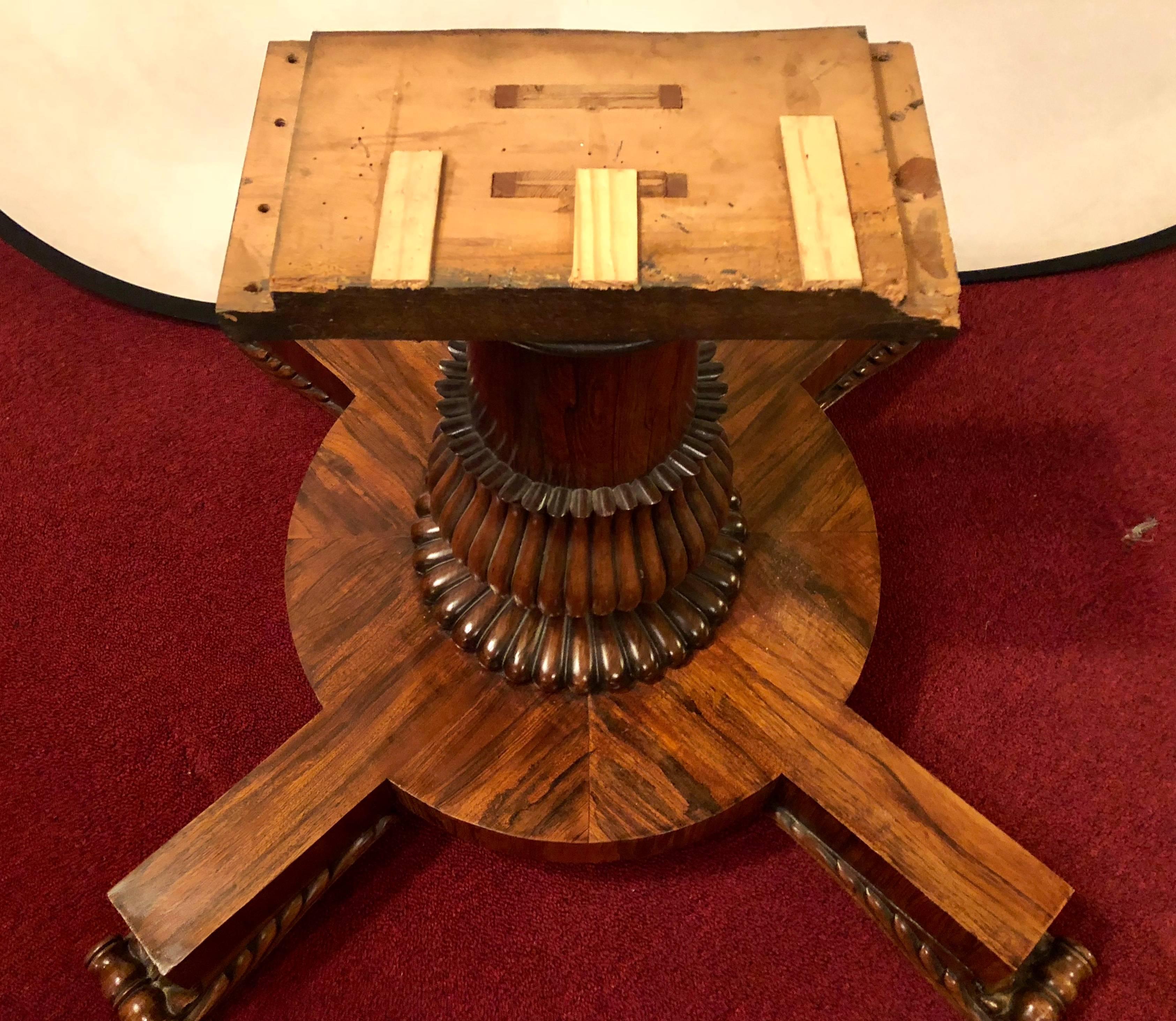 Tilt-Top Rosewood Breakfast / Centre Table with Claw Feet All Original 2