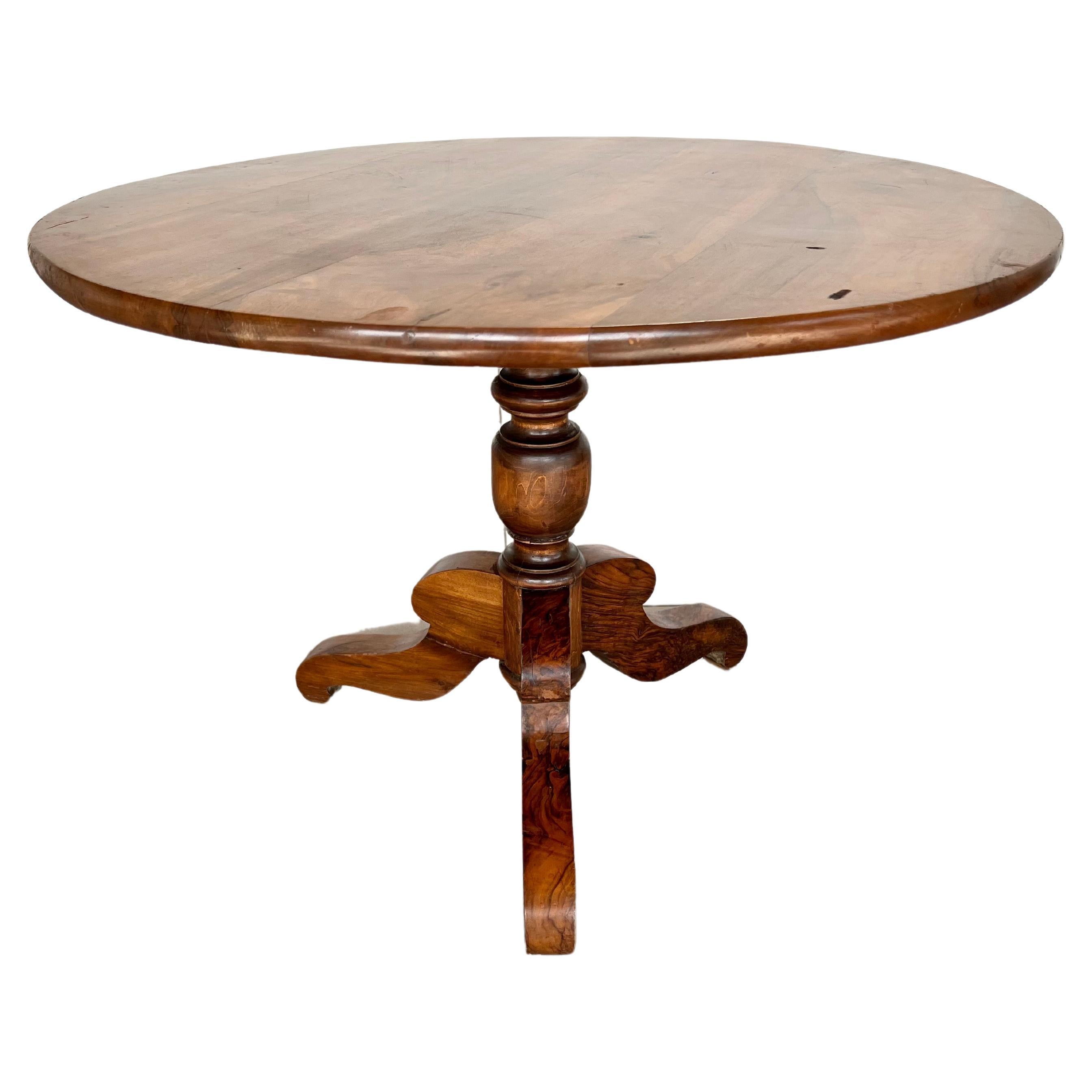 Tilt Top Round Pedestal Walnut Breakfast Dining Table