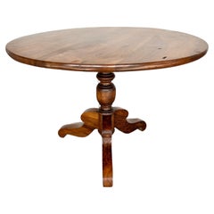 Antique Tilt Top Round Pedestal Walnut Breakfast Dining Table