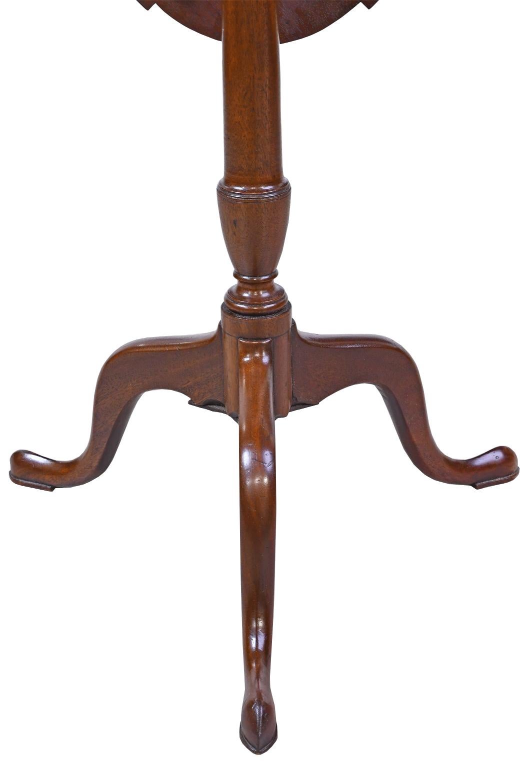 Turned Tilt-Top Tripod Pedestal Table/ Candlestand in Mahogany, North Shore, MA For Sale