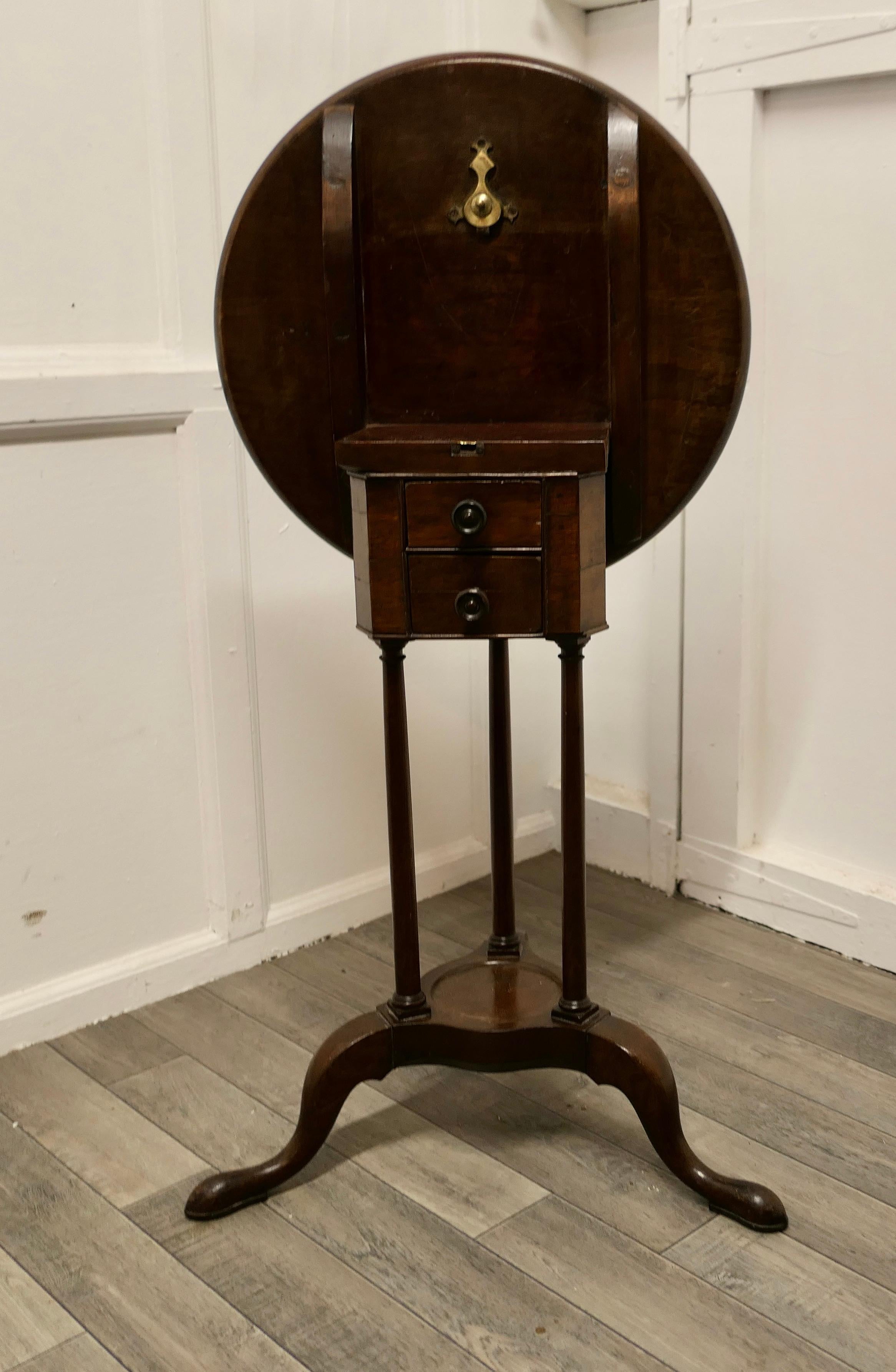 Tilt Top Wine Table with Drawers Under For Sale 6