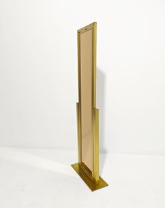 Tilting and Adjustable Mirror in Brushed Brass Italy 1960/70 Mid-Century Modern