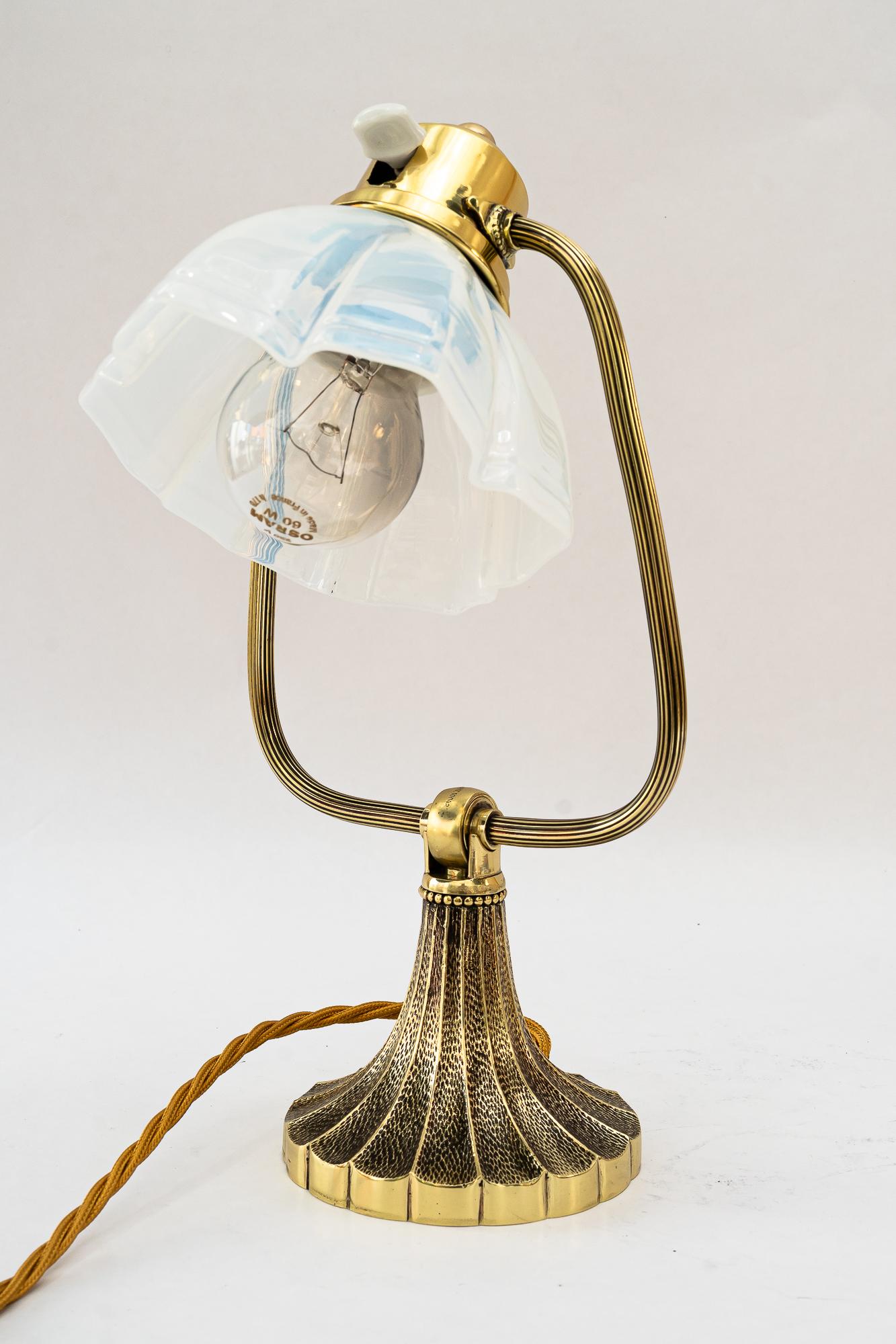 Tilting art deco table lamp with opaline glass shade vienna around 1920s For Sale 2