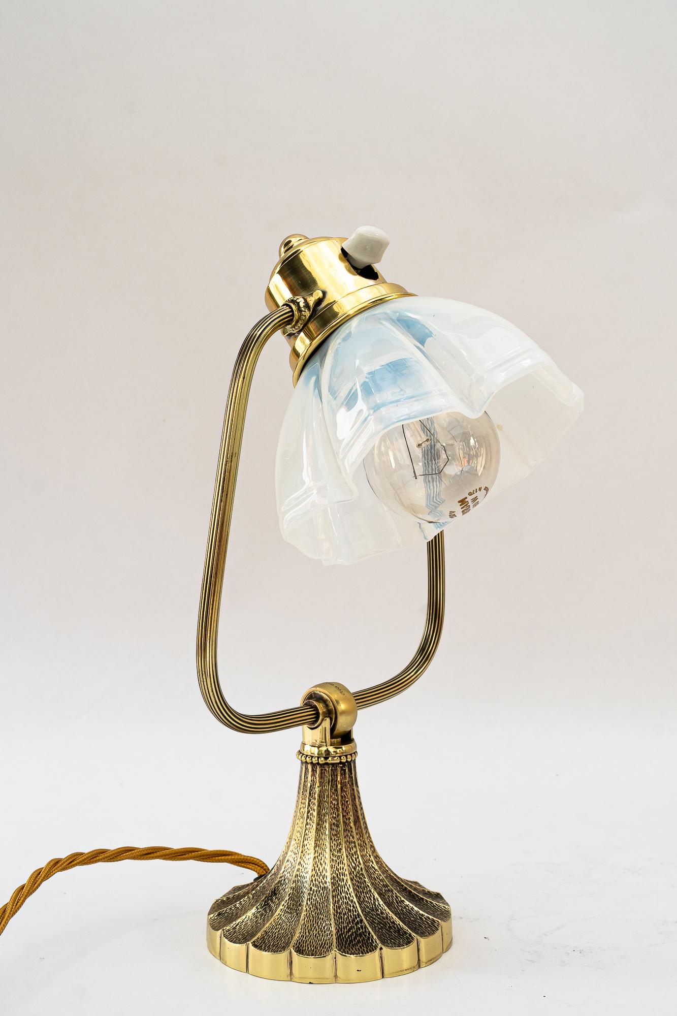 Tilting art deco table lamp with opaline glass shade vienna around 1920s For Sale 3